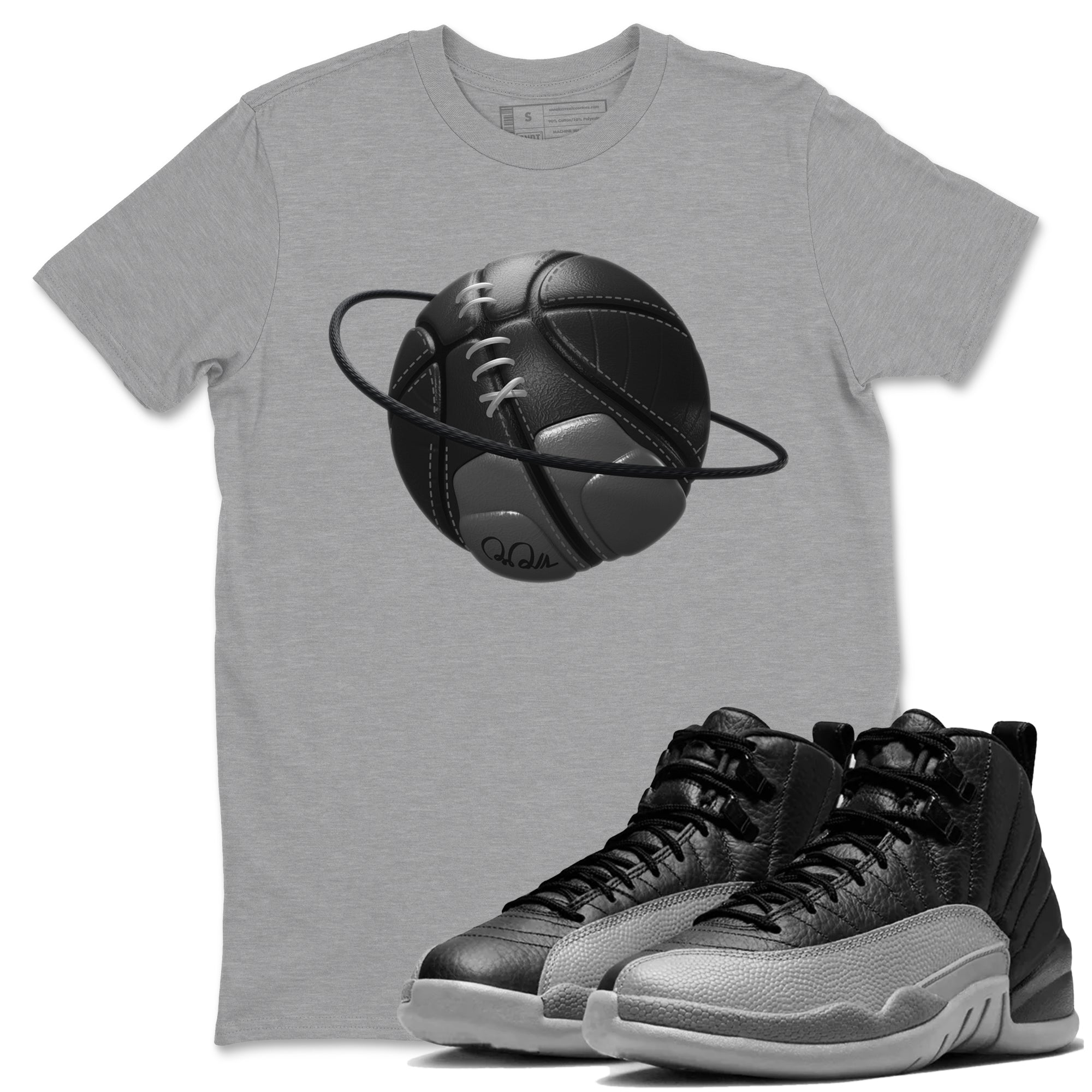 Basketball Planet snkmatch Tees - Air Jordan 12 Black Wolf Grey