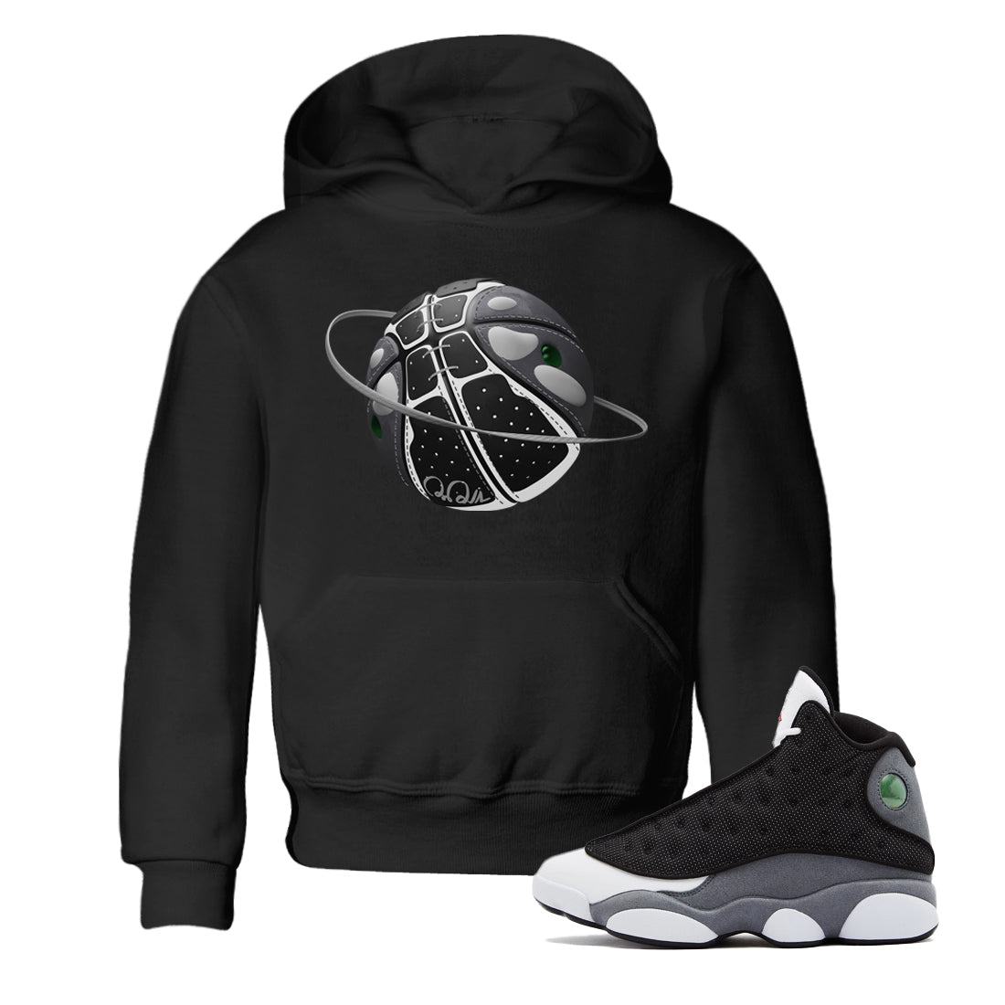 Basketball Planet Kids Tops - Air Jordan 13 Black Flint
