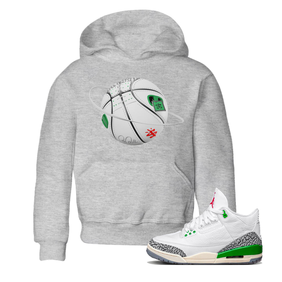 Basketball Planet Kids Tops - Air Jordan 3 Lucky Green