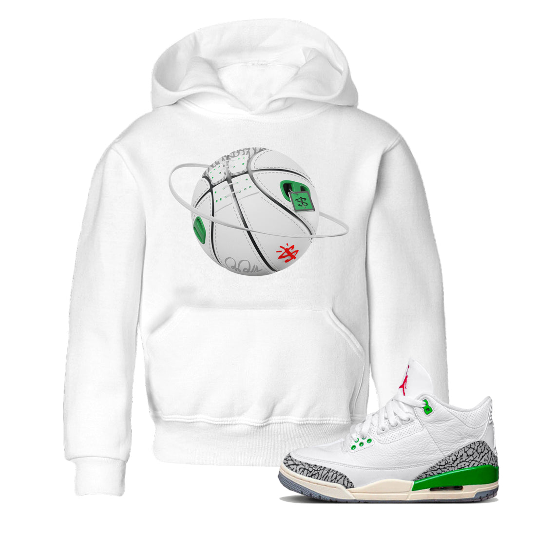Basketball Planet Kids Tops - Air Jordan 3 Lucky Green