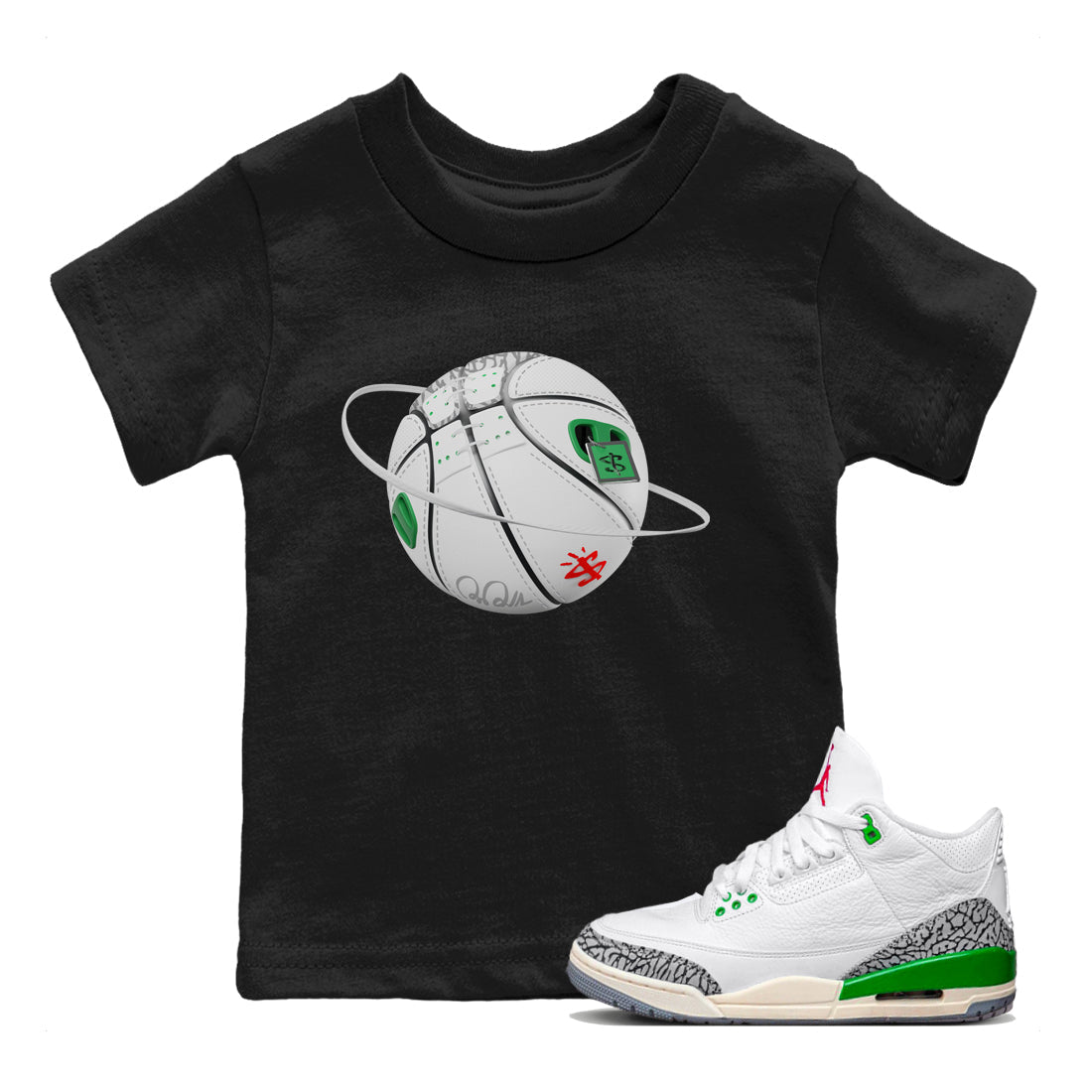 Basketball Planet Kids Tops - Air Jordan 3 Lucky Green