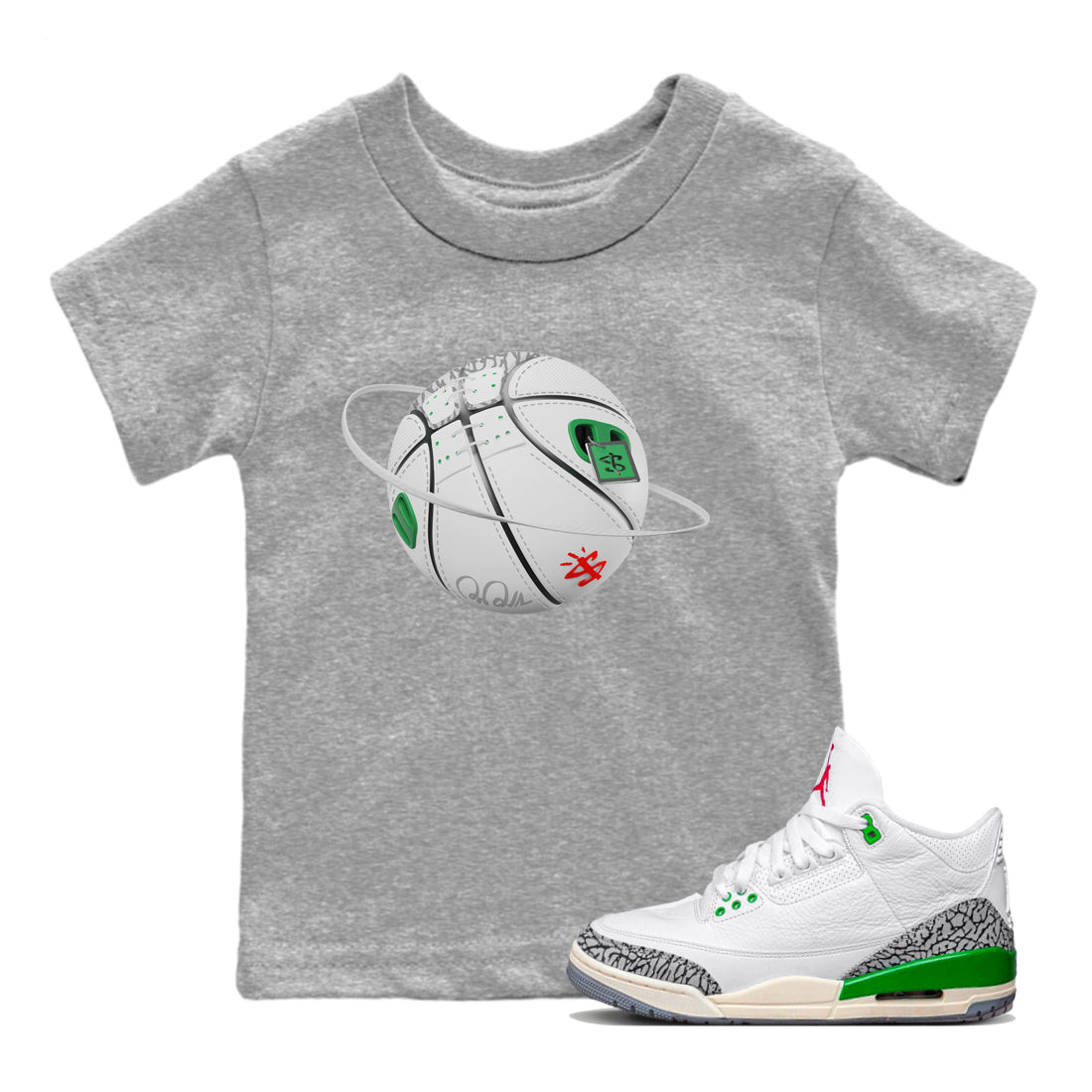Basketball Planet Kids Tops - Air Jordan 3 Lucky Green
