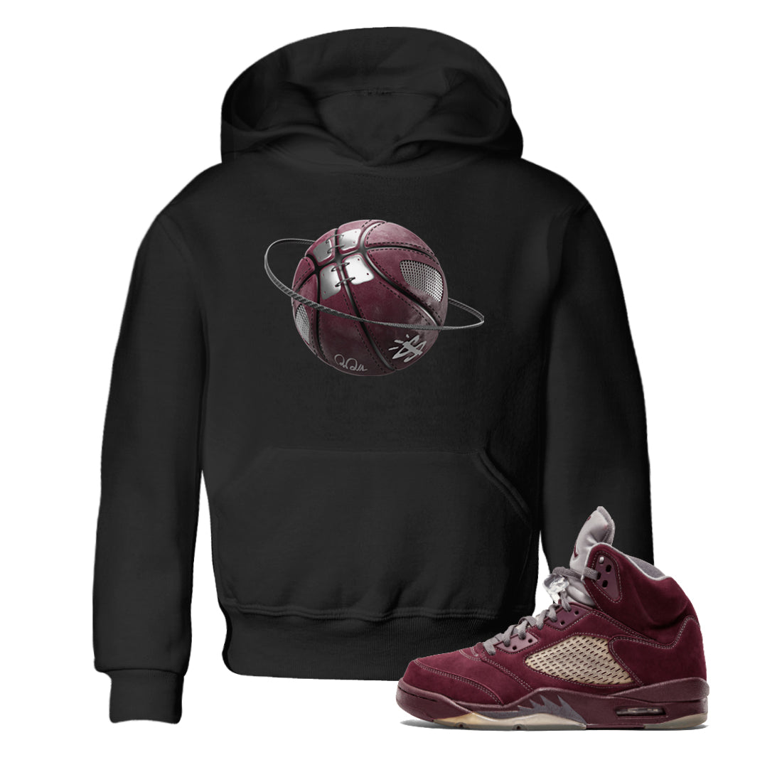 Basketball Planet Kids Tops - Air Jordan 5 Burgundy
