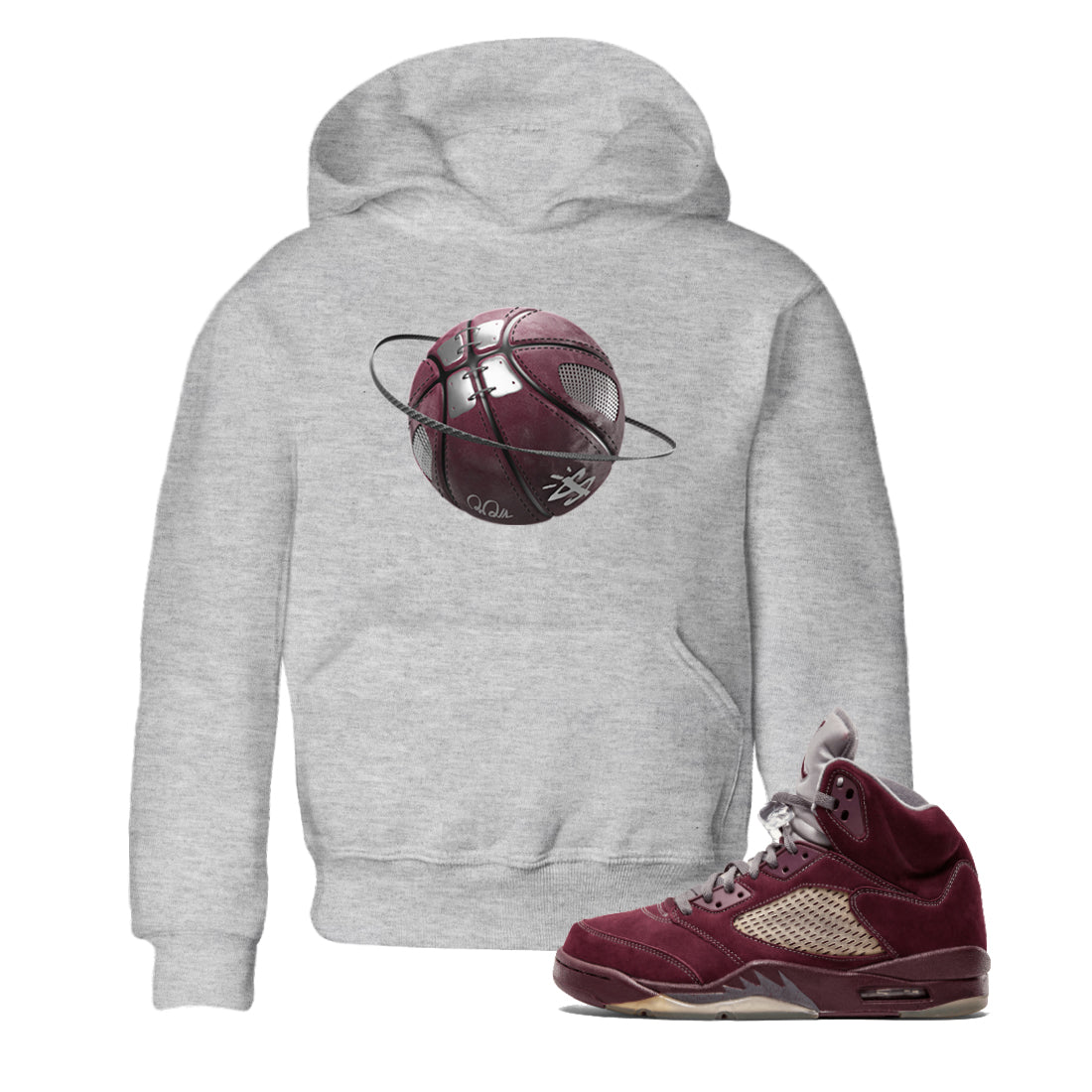 Basketball Planet Kids Tops - Air Jordan 5 Burgundy