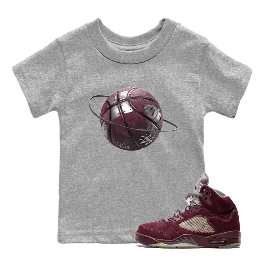 Basketball Planet Kids Tops - Air Jordan 5 Burgundy