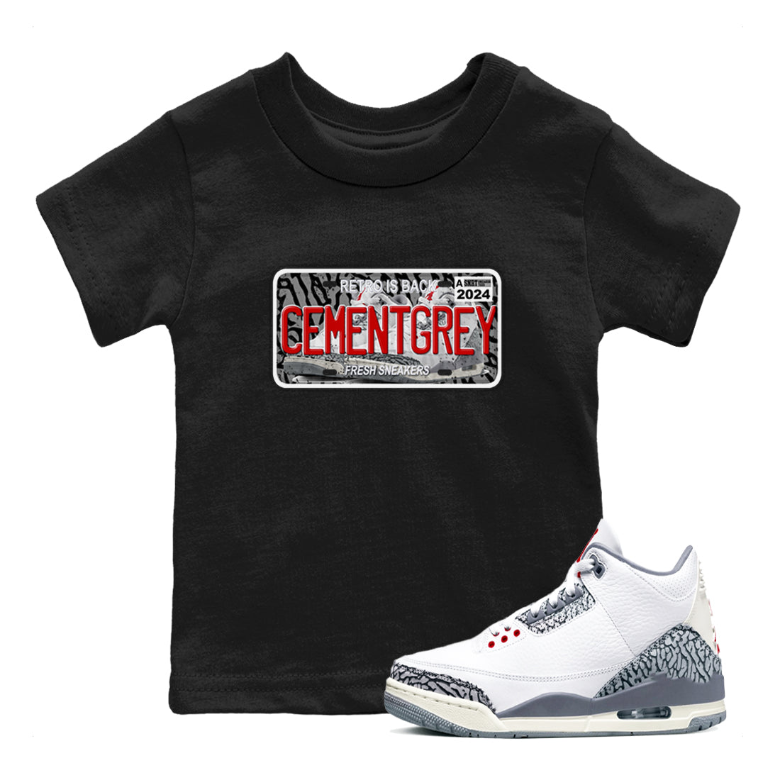 snkmatch Plate snkmatch Tees Kids - Air Jordan 3 Cement Grey
