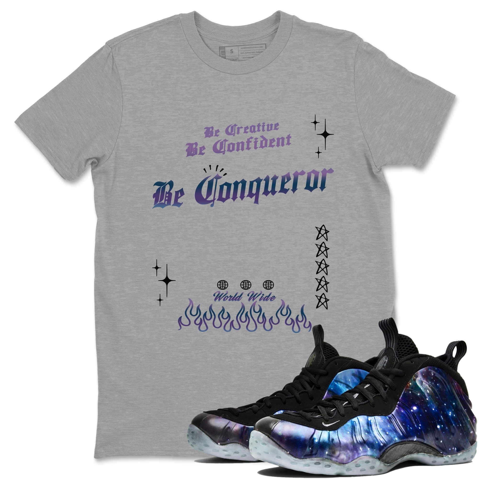 Be Conqueror snkmatch Tees - Air Foamposite One Galaxy