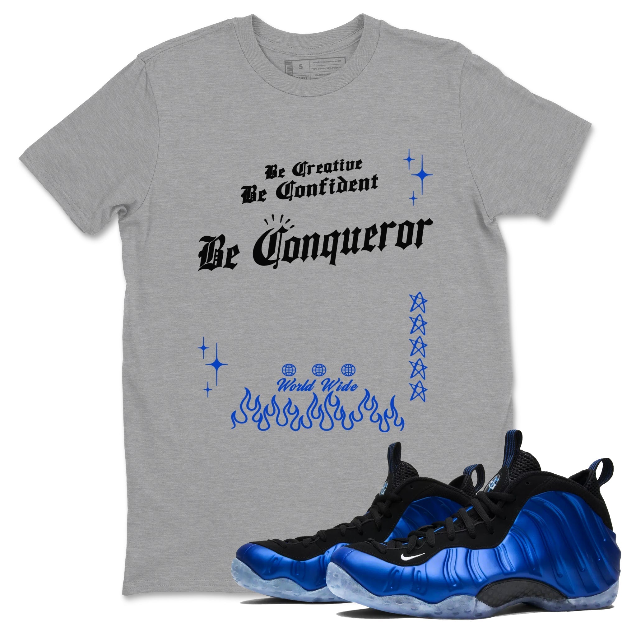 Be Conqueror snkmatch Tees - Air Foamposite One Royal