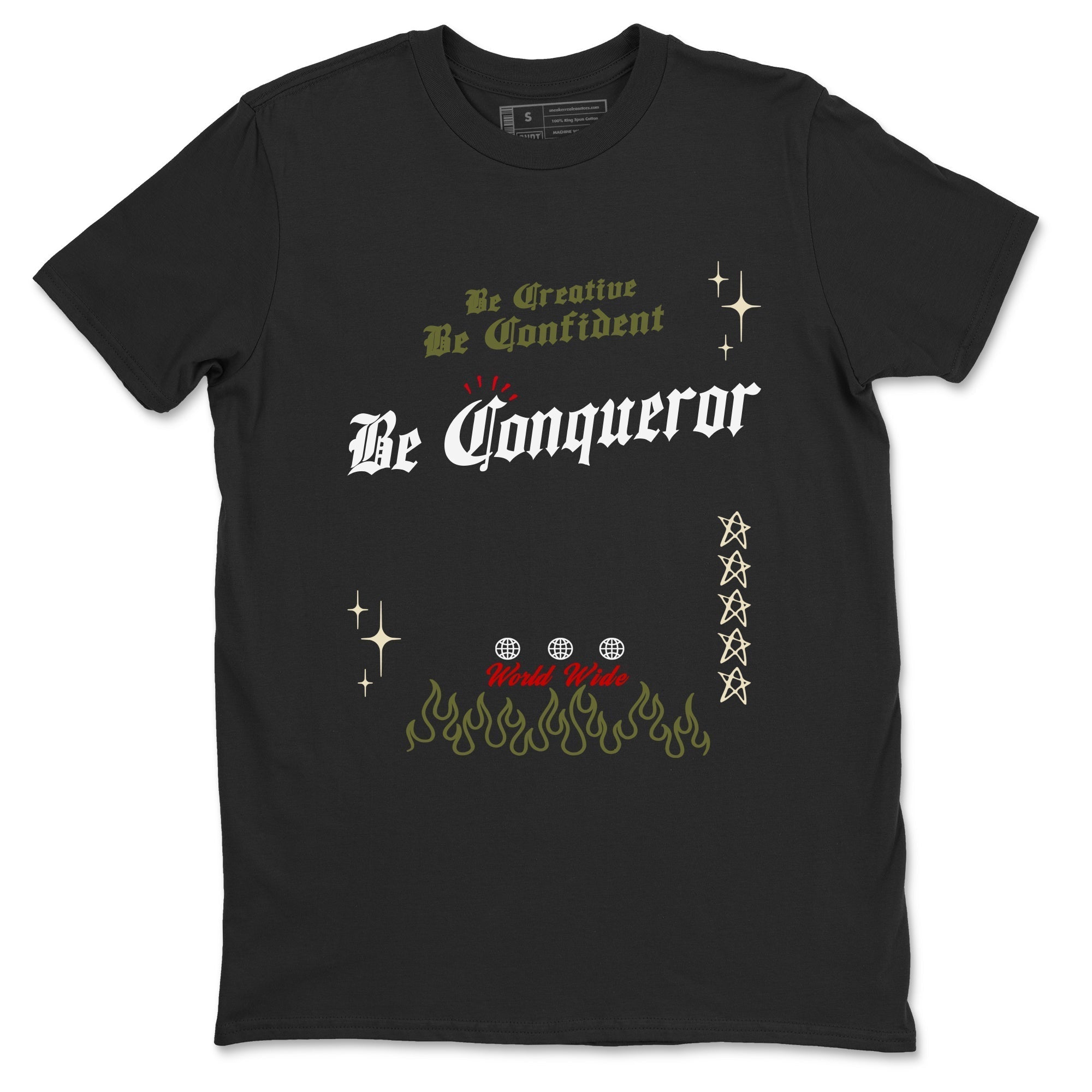 Be Conqueror snkmatch Tees - Air Jordan 1 Travis Scott Medium Olive