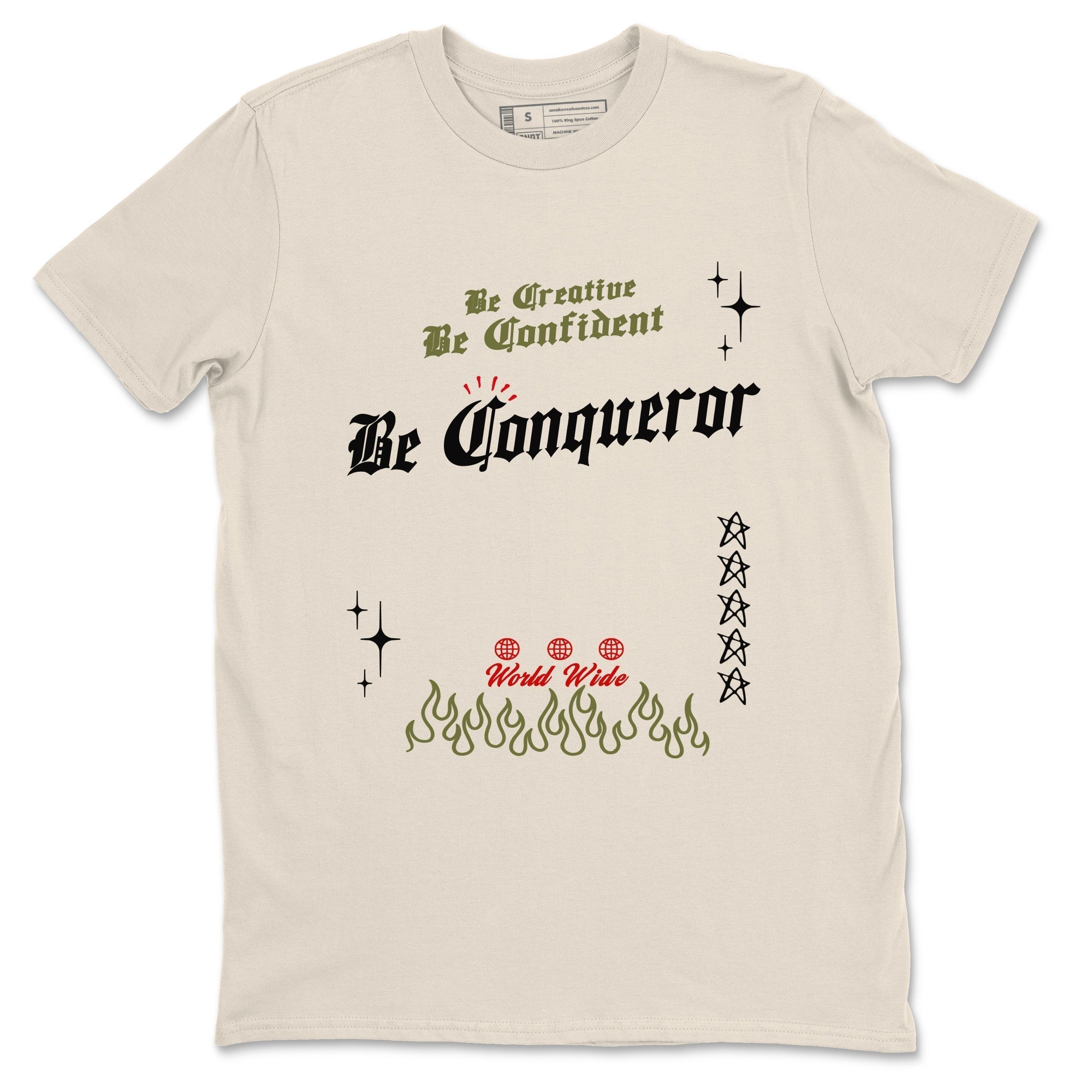Be Conqueror snkmatch Tees - Air Jordan 1 Travis Scott Medium Olive