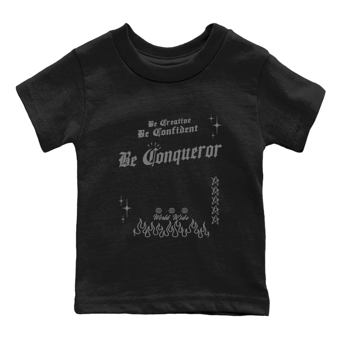 Be Conqueror snkmatch Tees Kids - Air Jordan 12 Black Wolf Grey