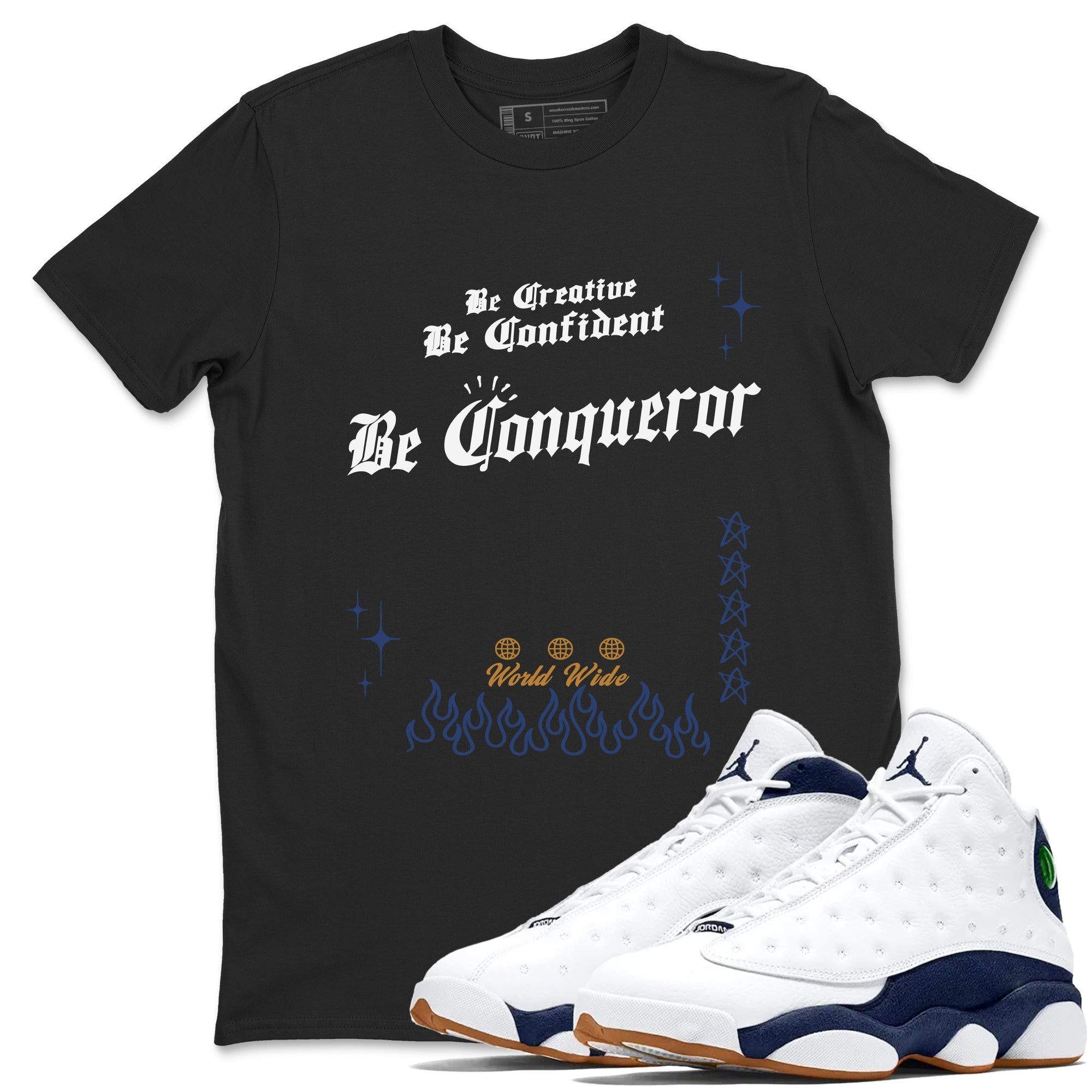 Be Conqueror snkmatch Tees - Air Jordan 13 Midnight Navy