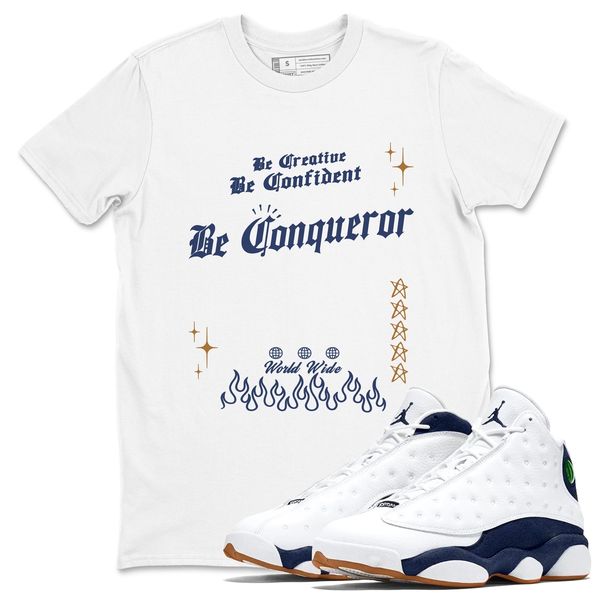 Be Conqueror snkmatch Tees - Air Jordan 13 Midnight Navy