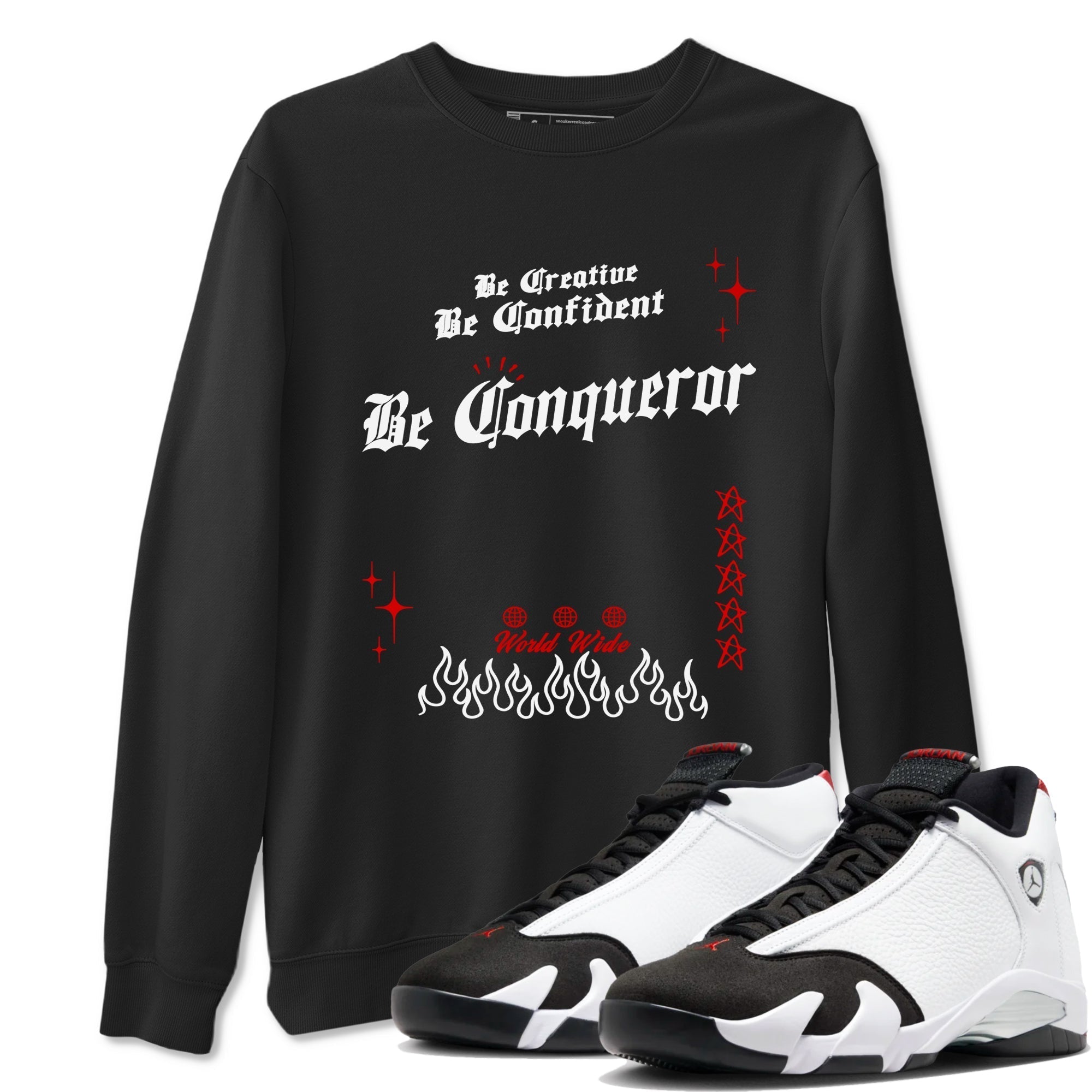 Be Conqueror snkmatch Tees - Air Jordan 14 Black Toe