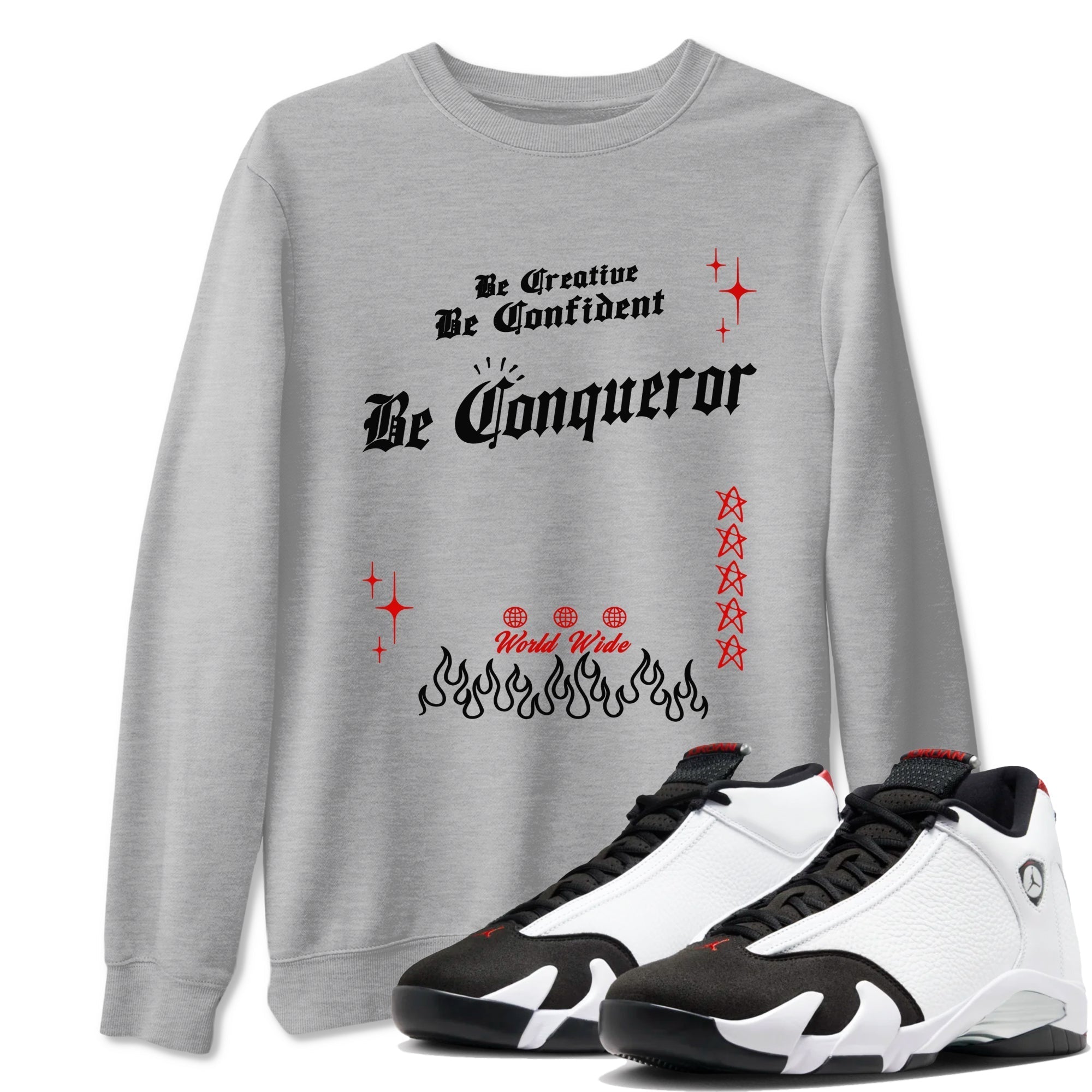 Be Conqueror snkmatch Tees - Air Jordan 14 Black Toe