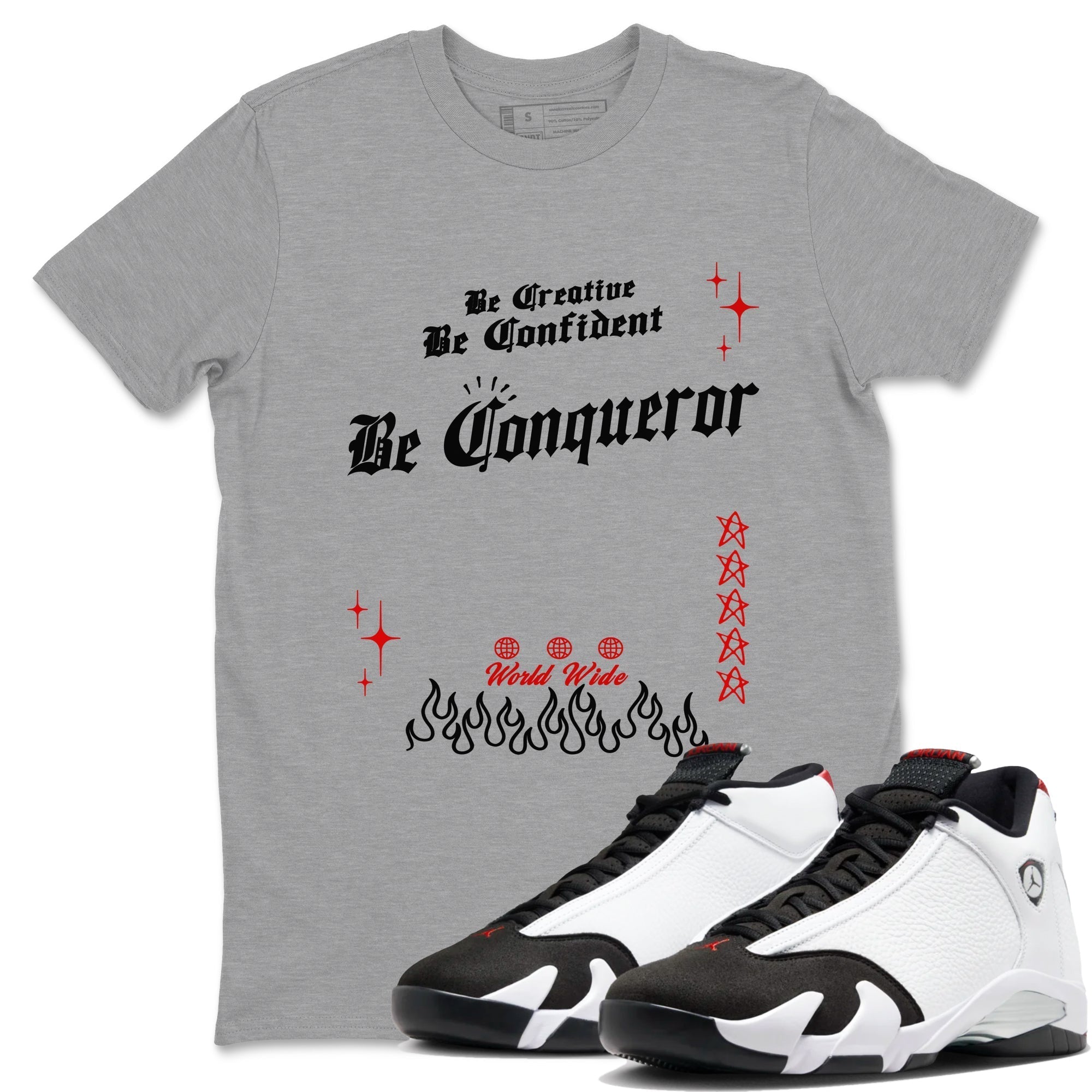 Be Conqueror snkmatch Tees - Air Jordan 14 Black Toe