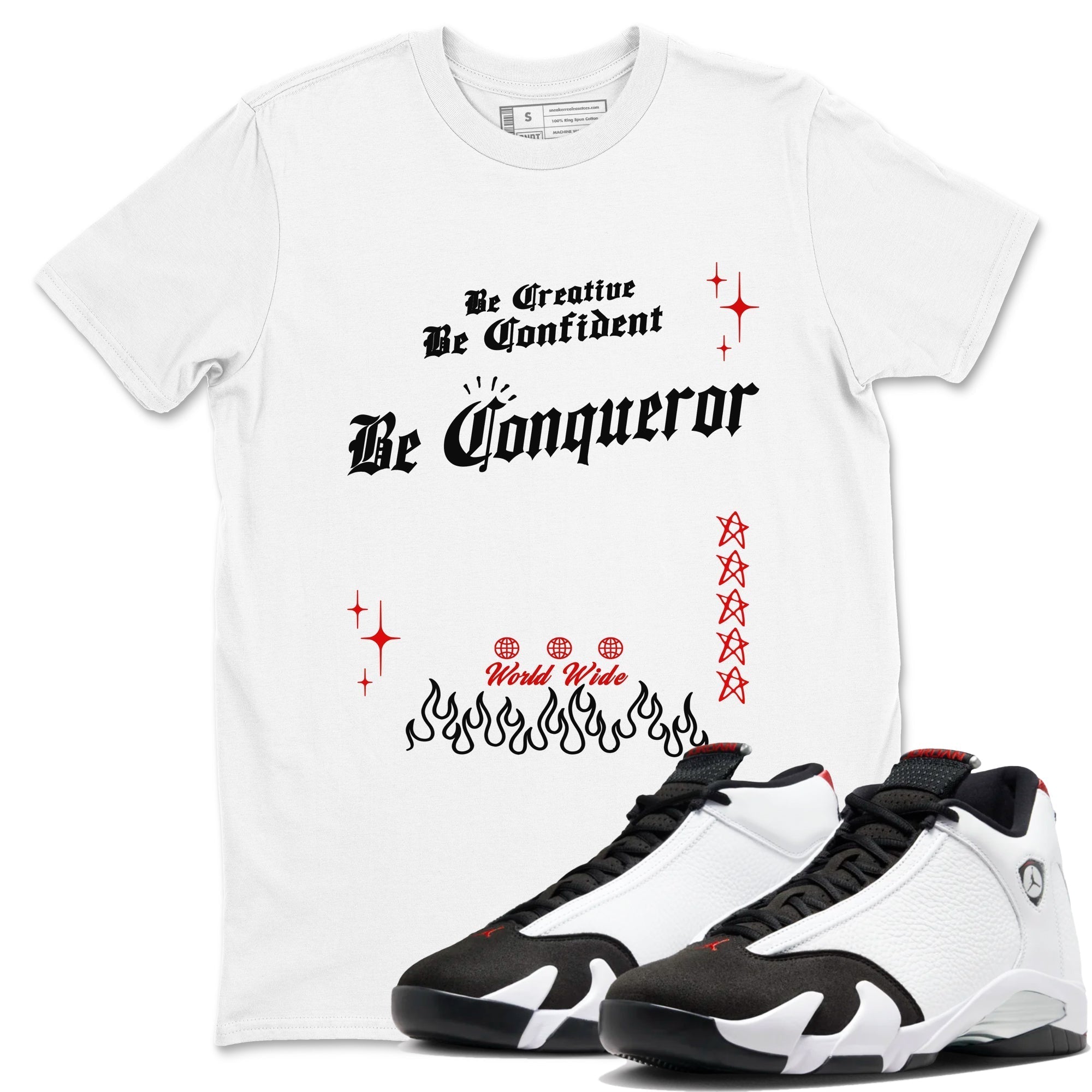 Be Conqueror snkmatch Tees - Air Jordan 14 Black Toe