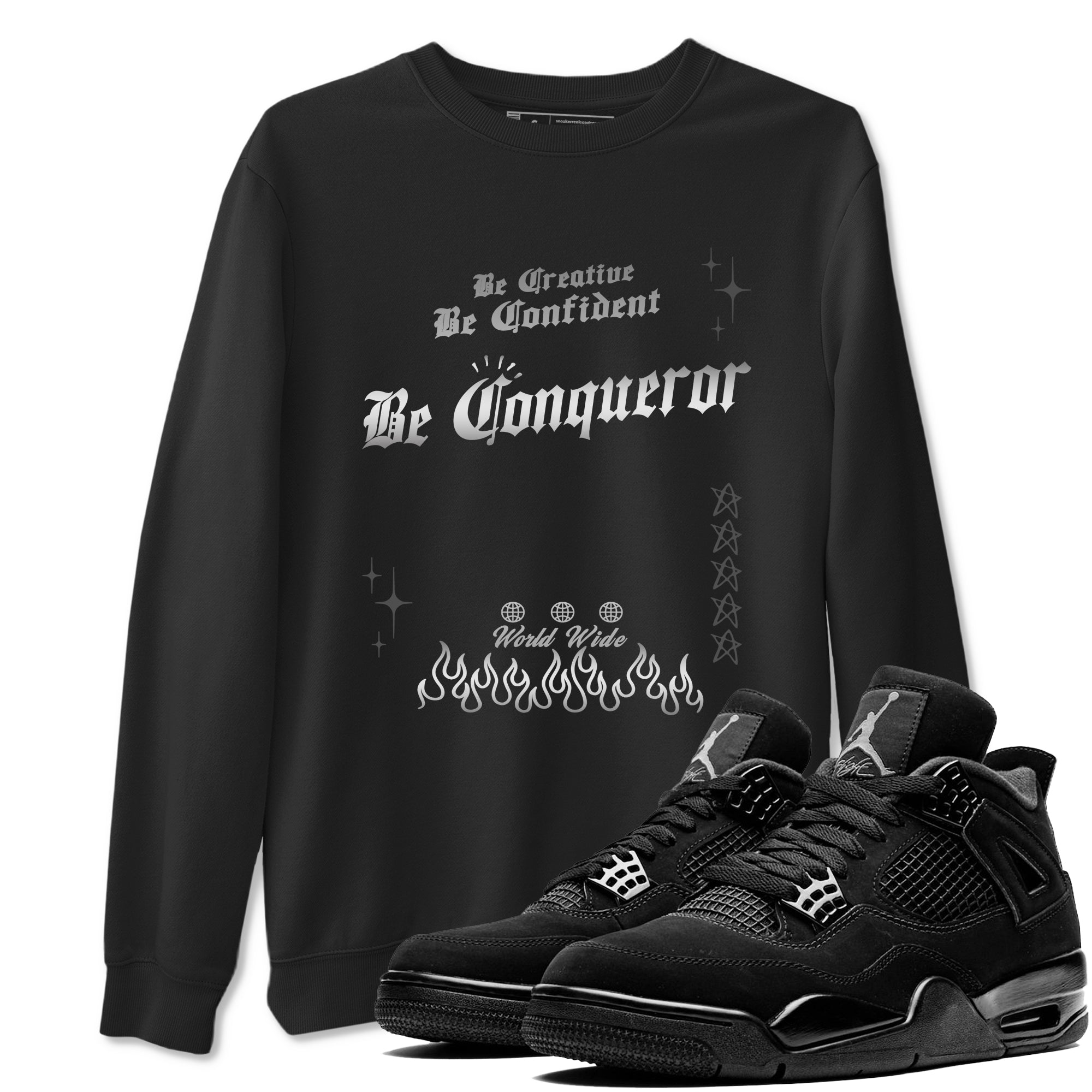 Be Conqueror snkmatch Tees - Air Jordan 4 Black Cat