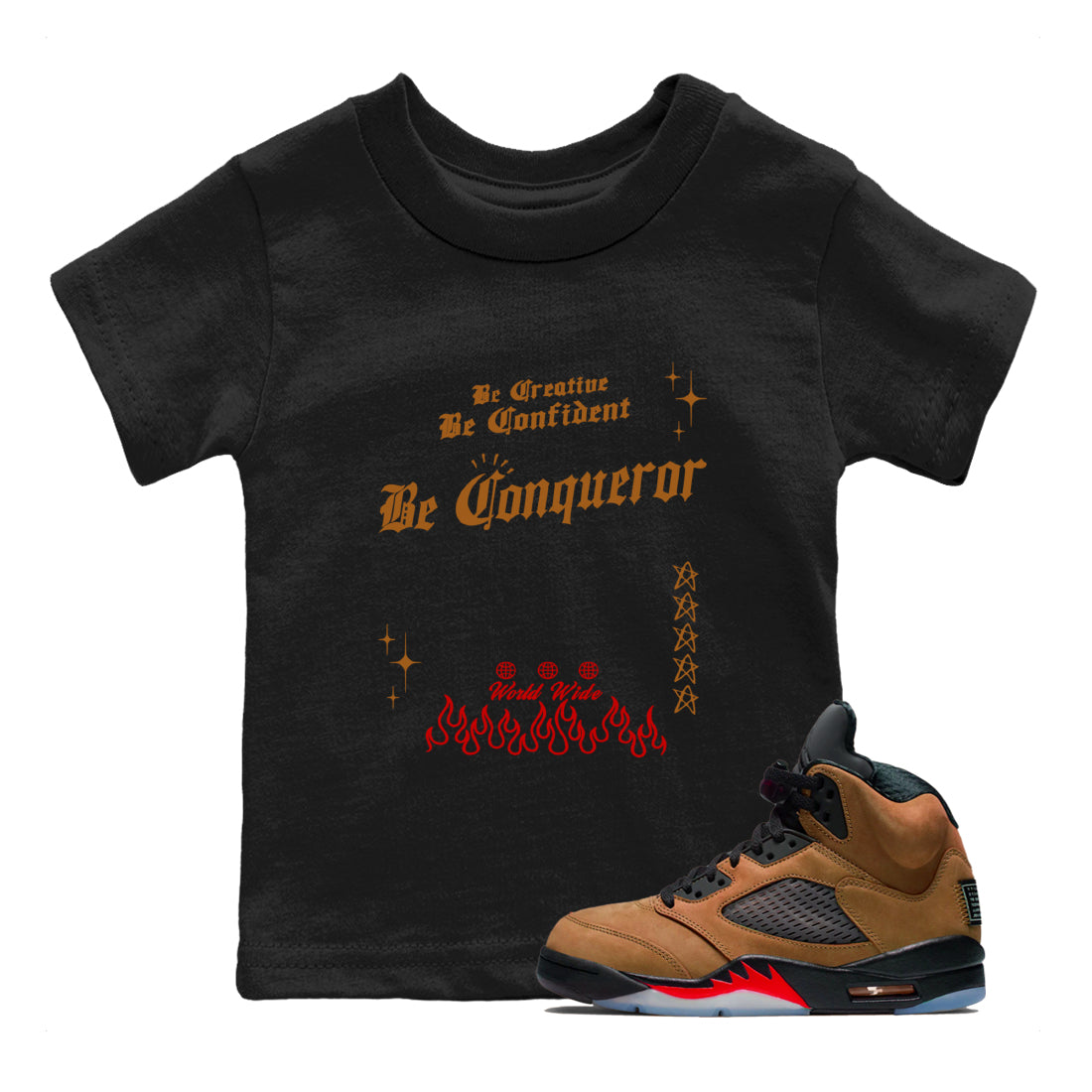 Be Conqueror snkmatch Tees Kids - Air Jordan 5 Archaeo Brown