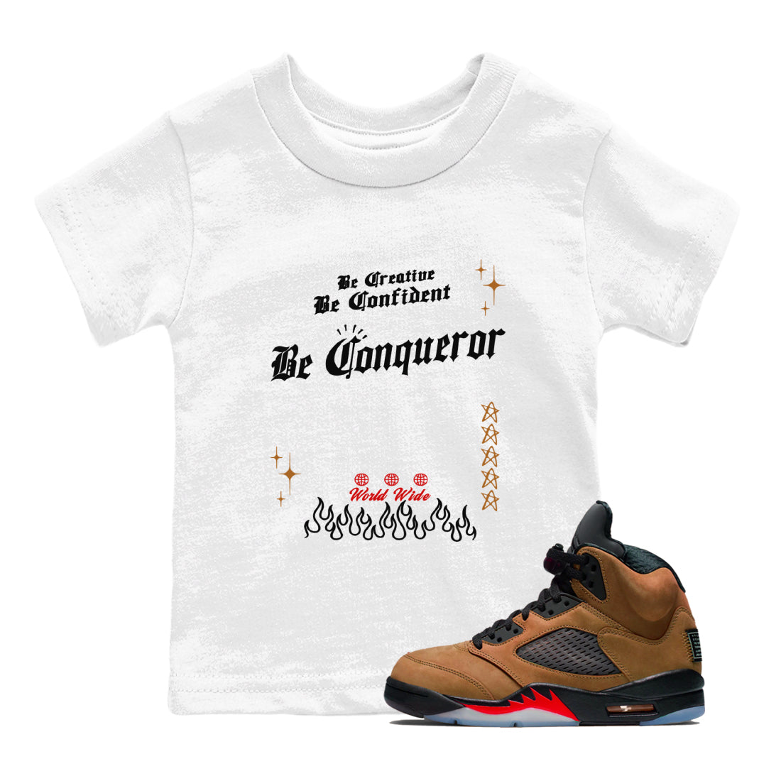 Be Conqueror snkmatch Tees Kids - Air Jordan 5 Archaeo Brown