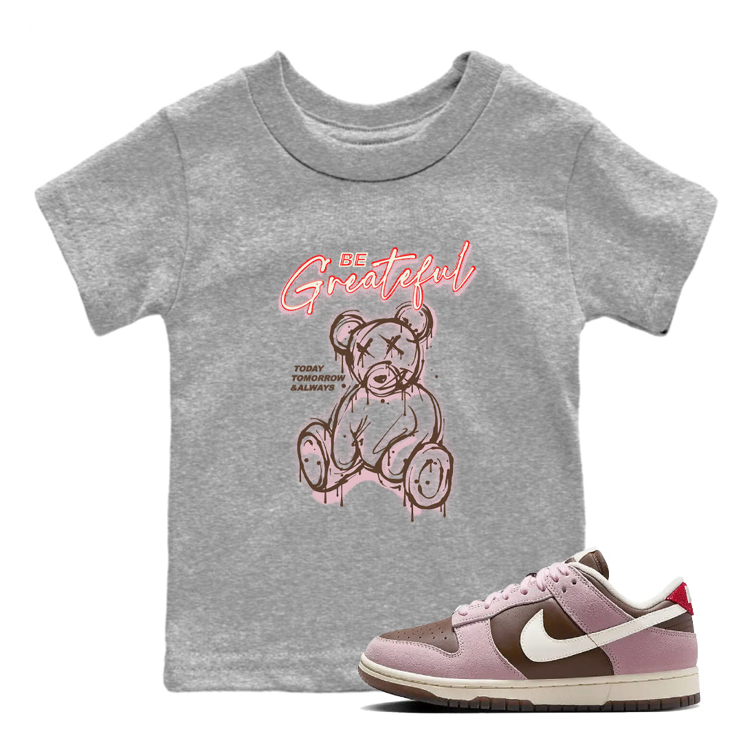Be Grateful snkmatch Tees Kids - Dunk Cacao Wow And Pink Foam