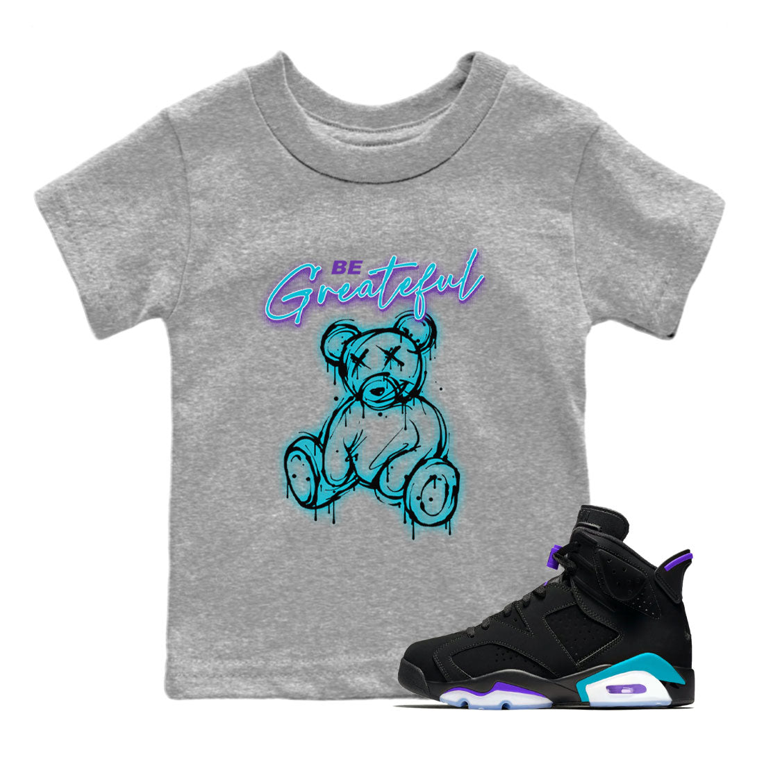 Be Grateful Kids Tops - Air Jordan 6 Aqua