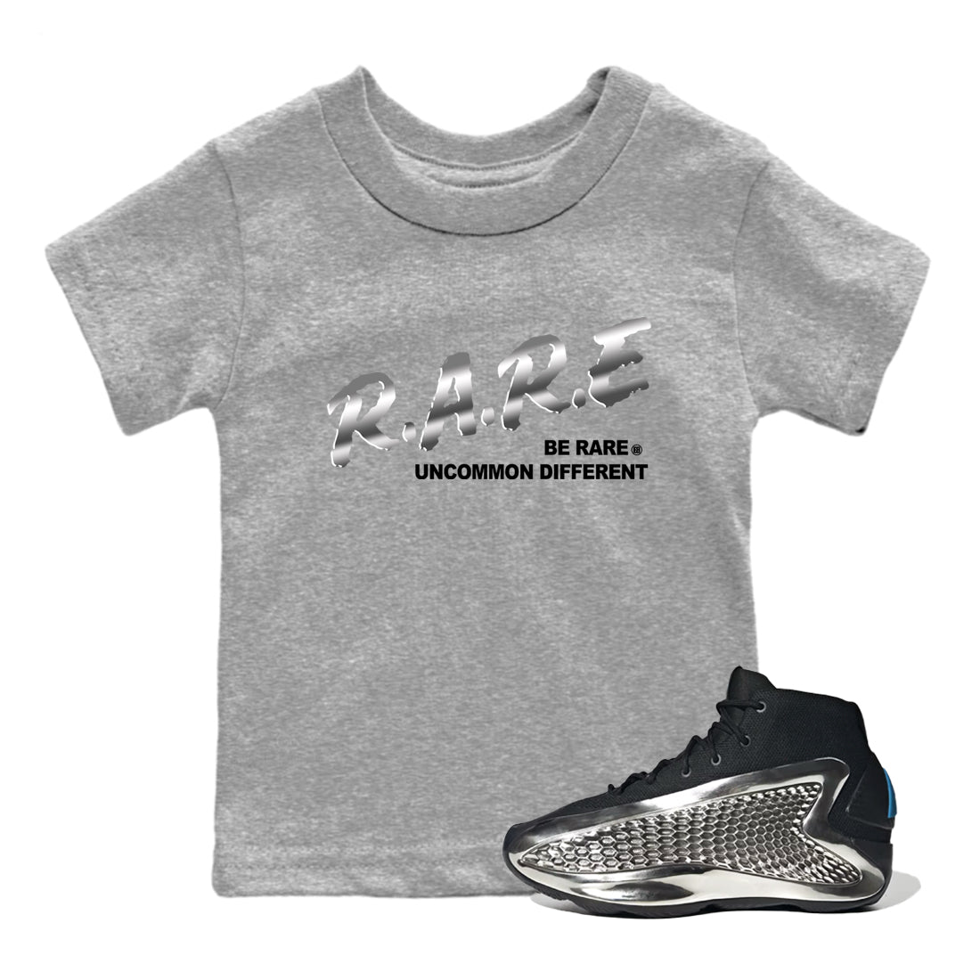 Be Rare Uncommon Different snkmatch Tees Kids - AE 1 Silver Metallic