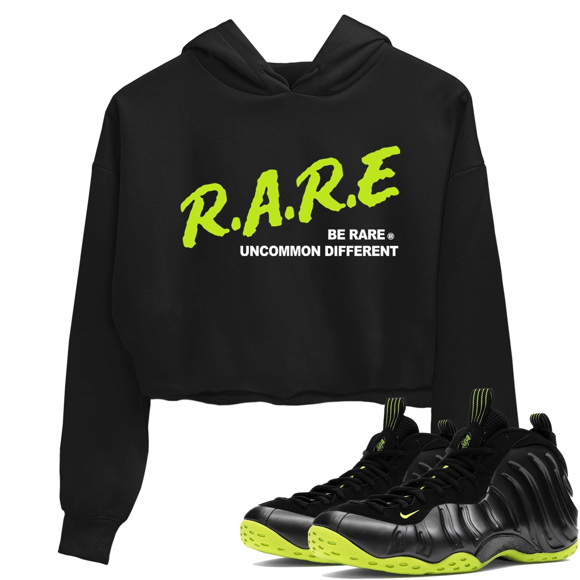 Be Rare Uncommon Different snkmatch Women's Top - Air Foamposite One Black Volt