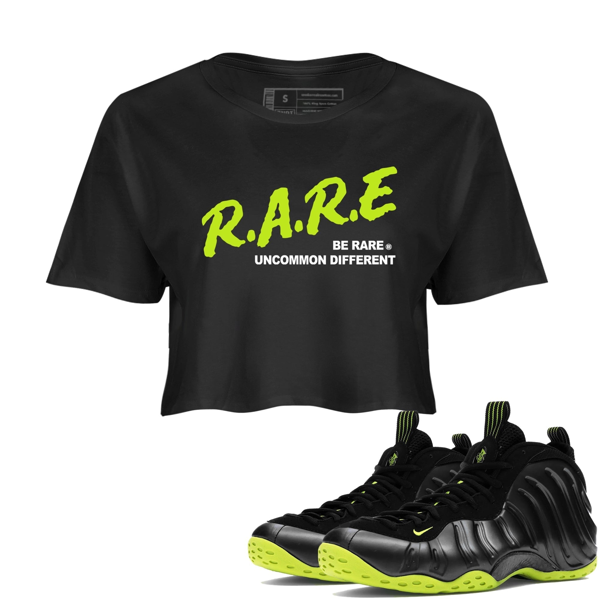 Be Rare Uncommon Different snkmatch Women's Top - Air Foamposite One Black Volt