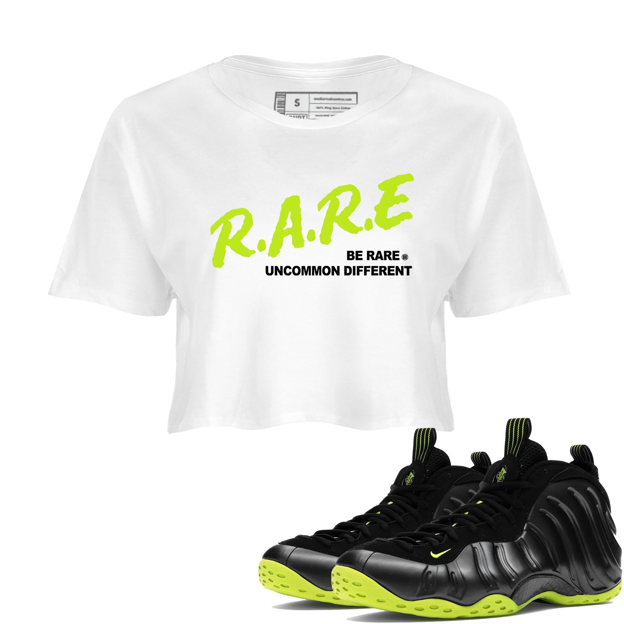 Be Rare Uncommon Different snkmatch Women's Top - Air Foamposite One Black Volt