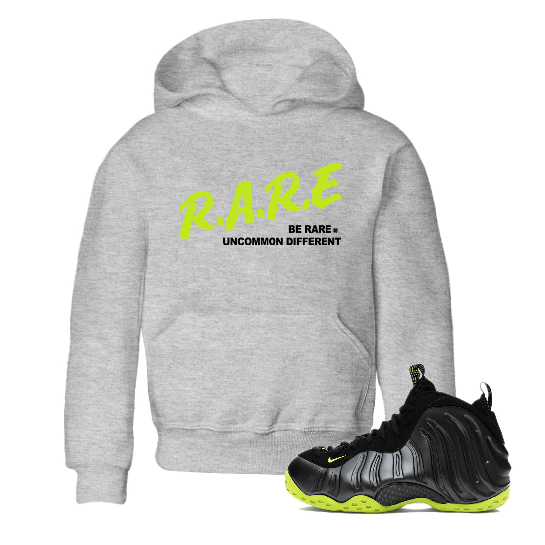 Be Rare Uncommon Different snkmatch Tees Kids - Air Foamposite One Black Volt