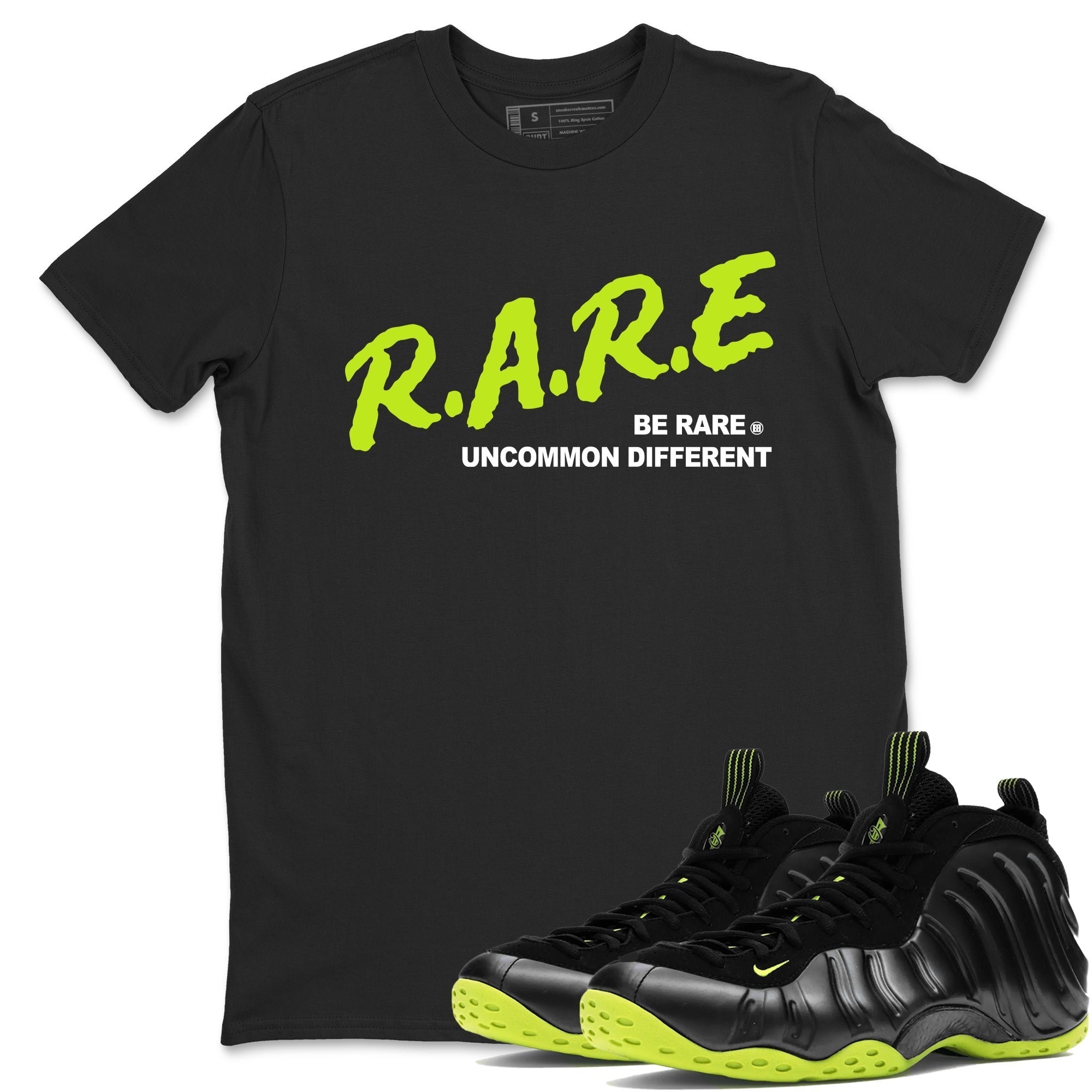 Be Rare Uncommon Different snkmatch Tees - Air Foamposite One Black Volt