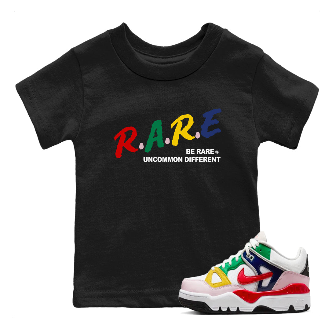 Be Rare Uncommon Different snkmatch Tees Kids - Air Force 3 Blue Void and Tour Yellow