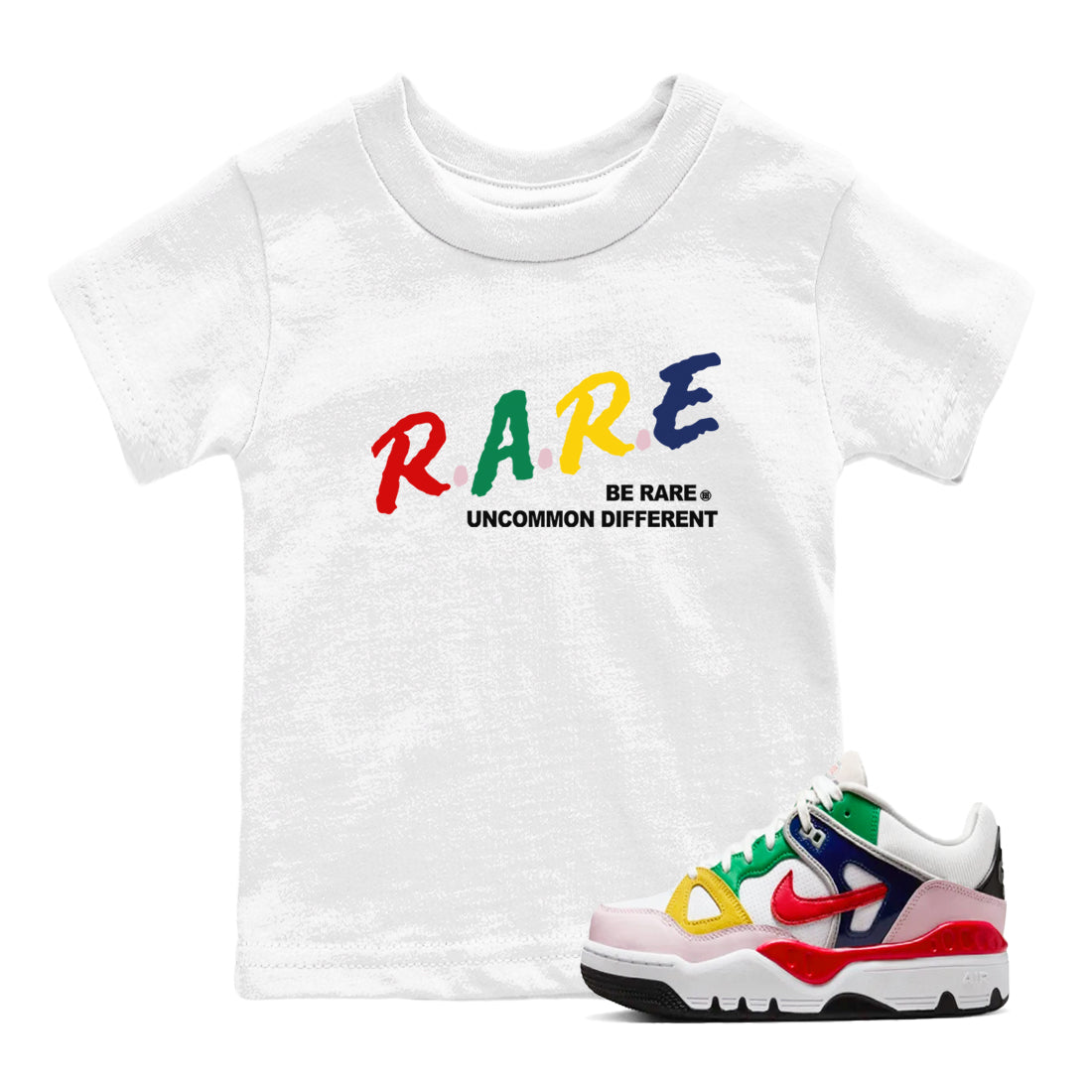 Be Rare Uncommon Different snkmatch Tees Kids - Air Force 3 Blue Void and Tour Yellow