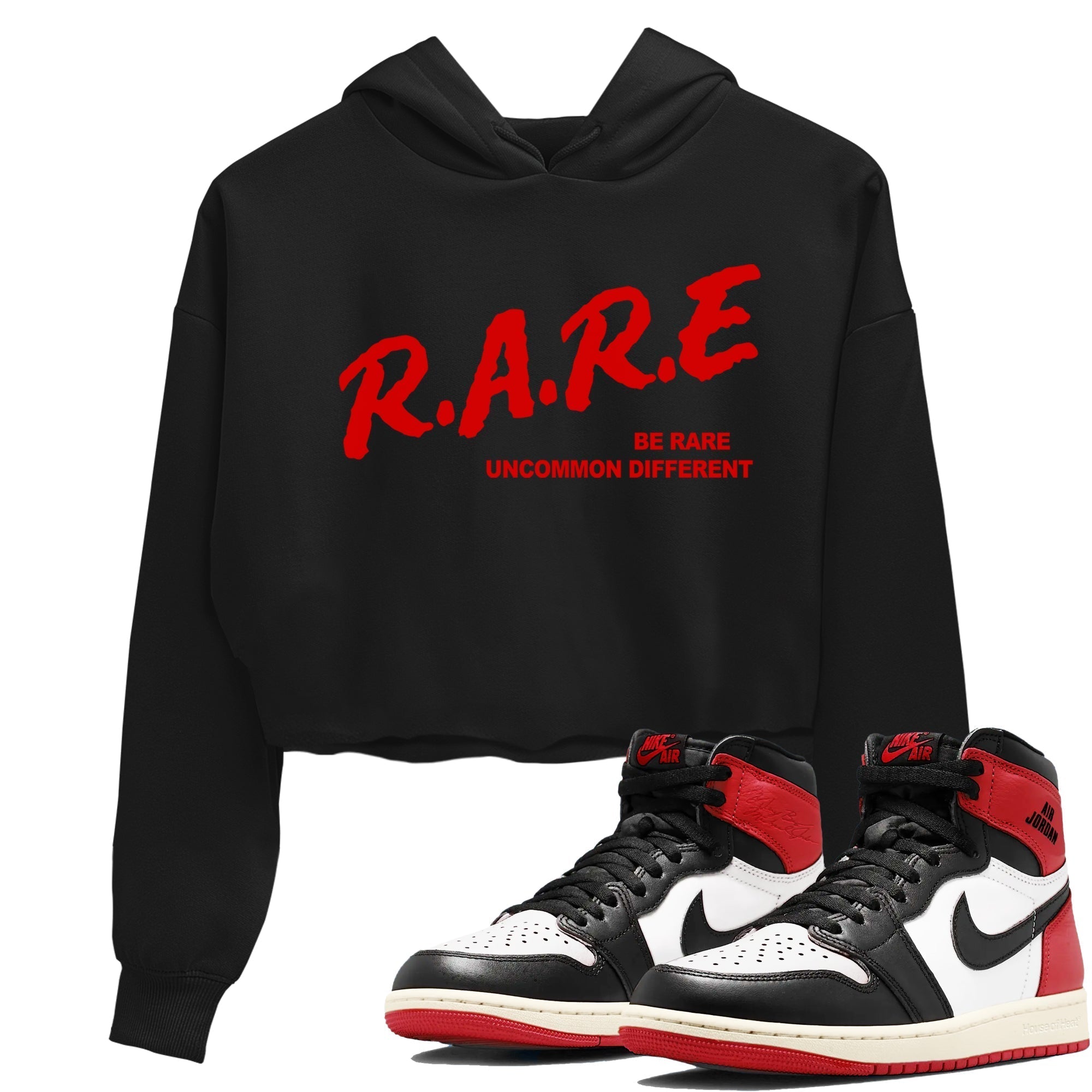 Be Rare Uncommon Different snkmatch Women's Top - Air Jordan 1 Black Toe Reimagined