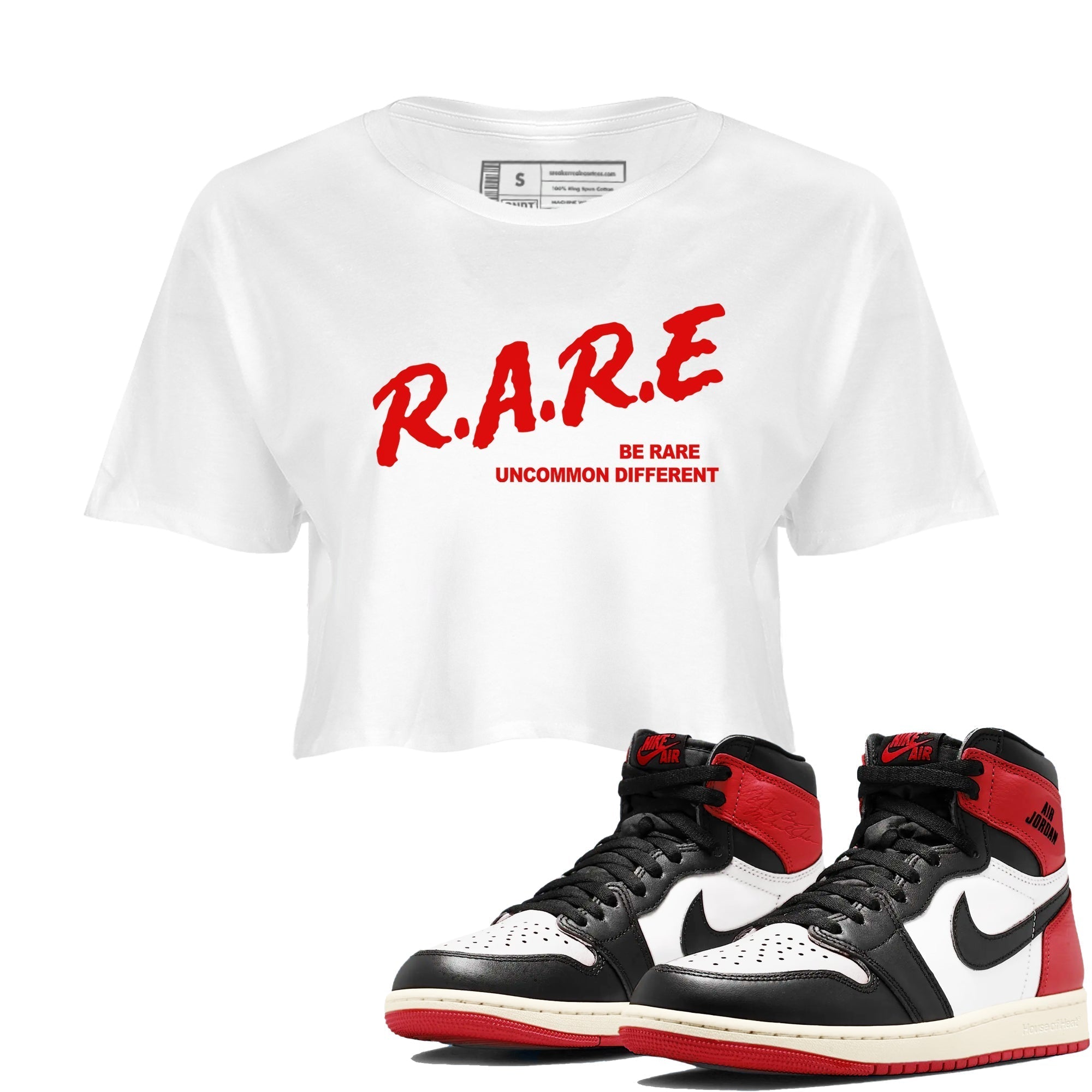 Be Rare Uncommon Different snkmatch Women's Top - Air Jordan 1 Black Toe Reimagined