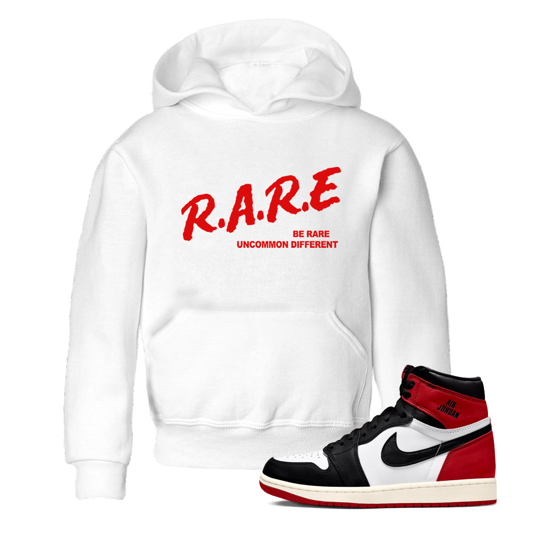 Be Rare Uncommon Different snkmatch Tees Kids - Air Jordan 1 Black Toe Reimagined