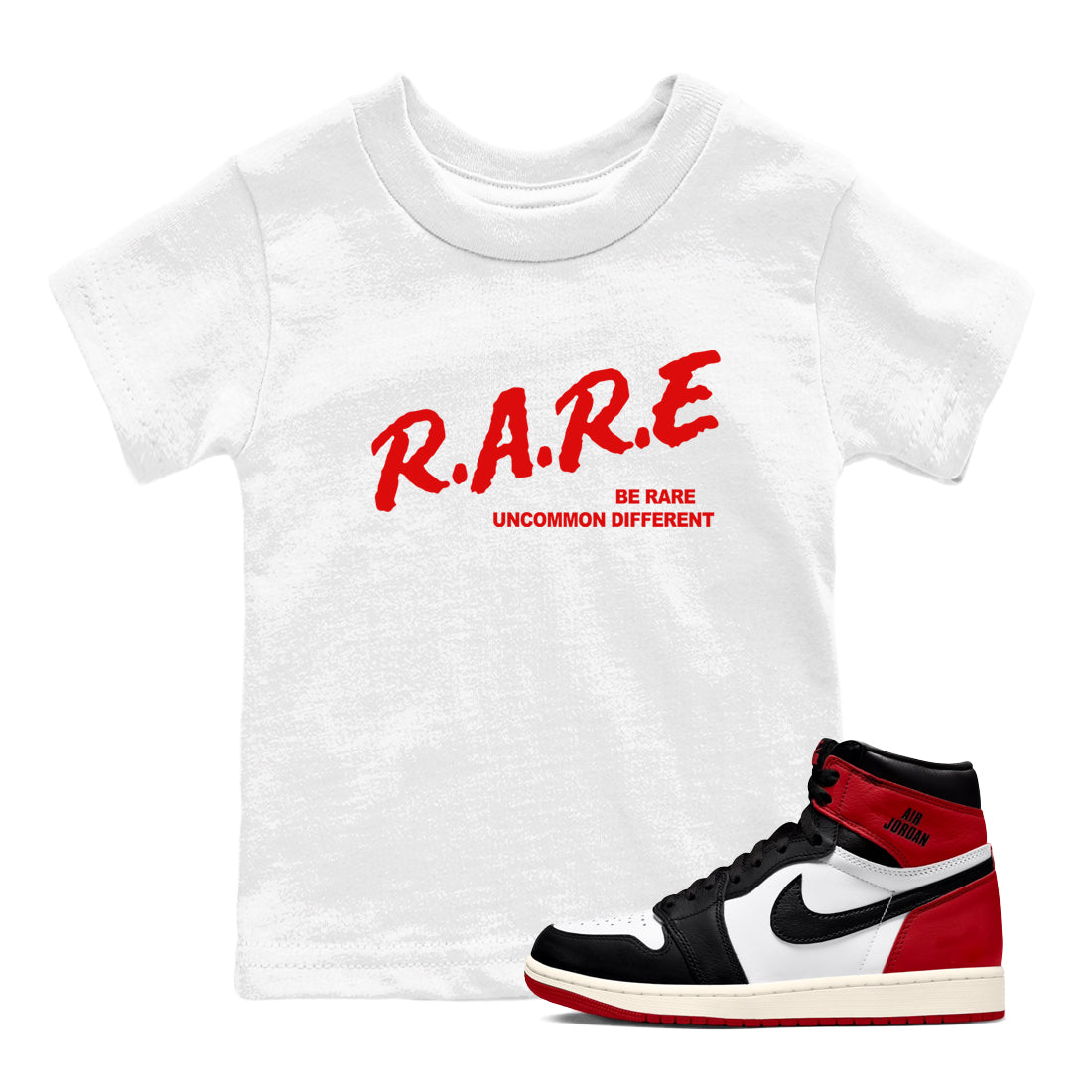 Be Rare Uncommon Different snkmatch Tees Kids - Air Jordan 1 Black Toe Reimagined