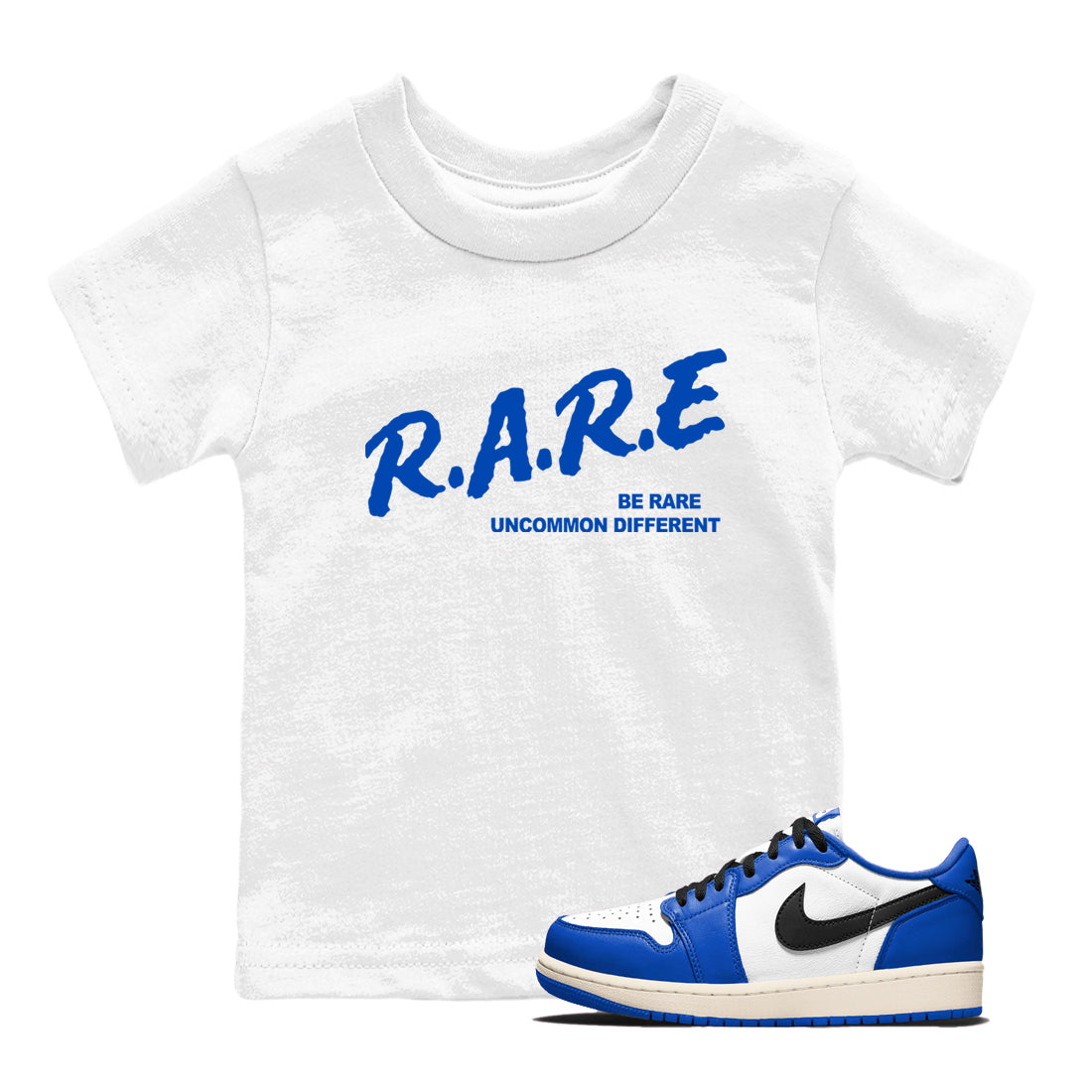 Be Rare Uncommon Different snkmatch Tees Kids - Air Jordan 1 Game Royal