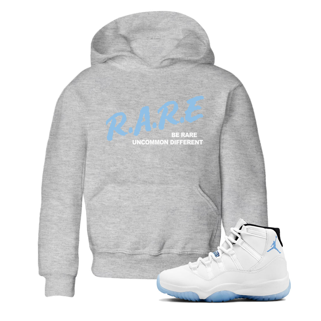 Be Rare Uncommon Different snkmatch Tees Kids - Air Jordan 11 Legend Blue