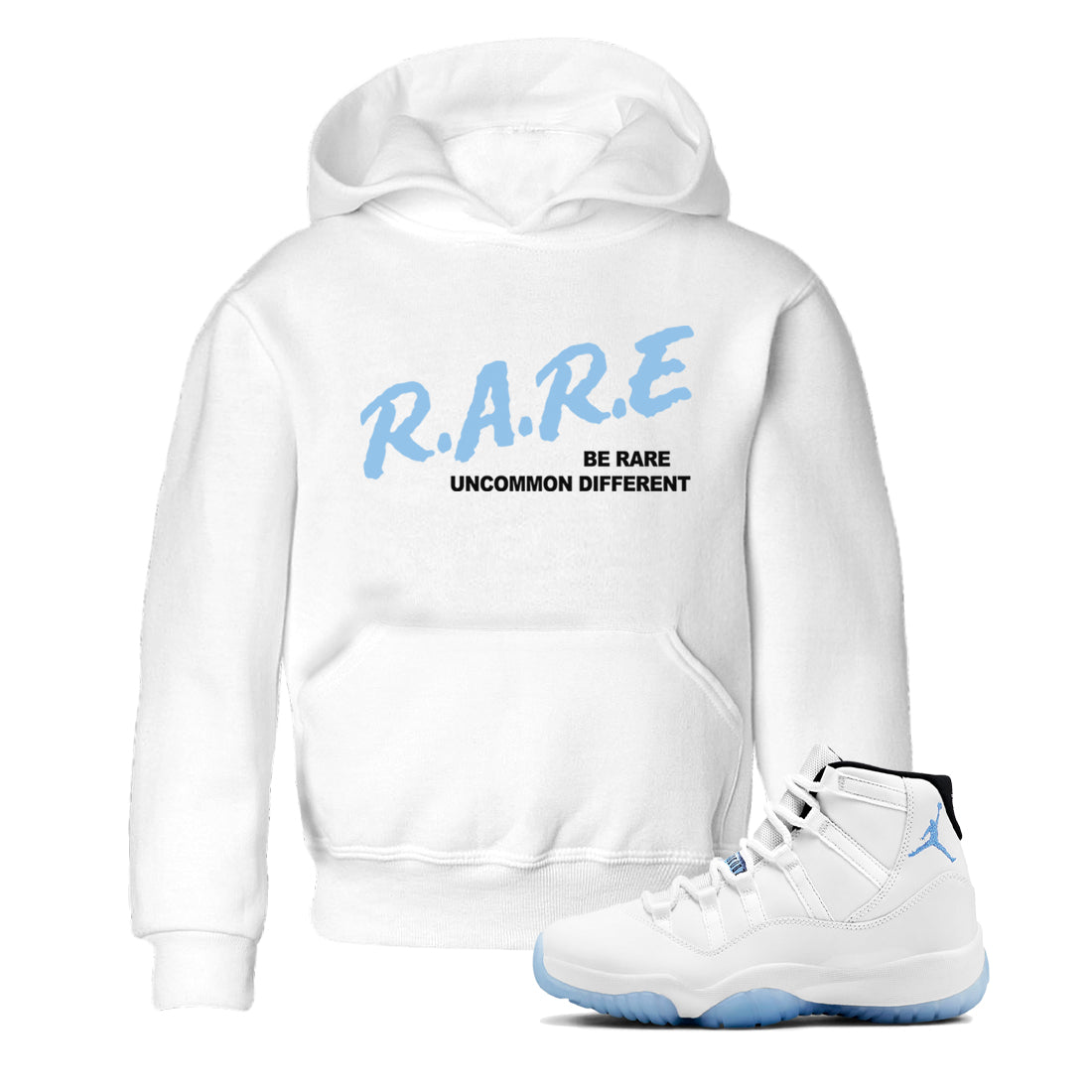 Be Rare Uncommon Different snkmatch Tees Kids - Air Jordan 11 Legend Blue
