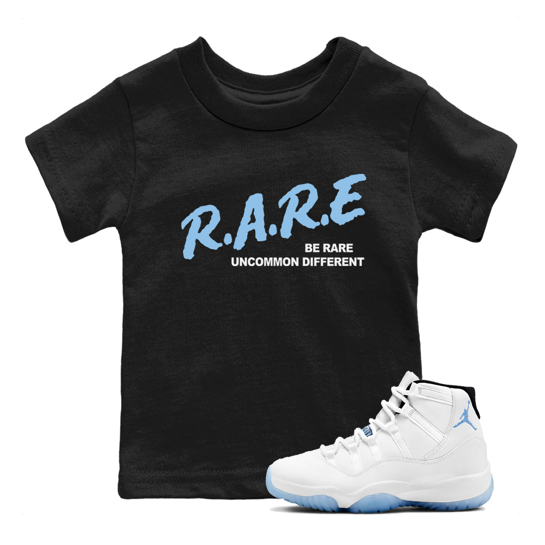 Be Rare Uncommon Different snkmatch Tees Kids - Air Jordan 11 Legend Blue