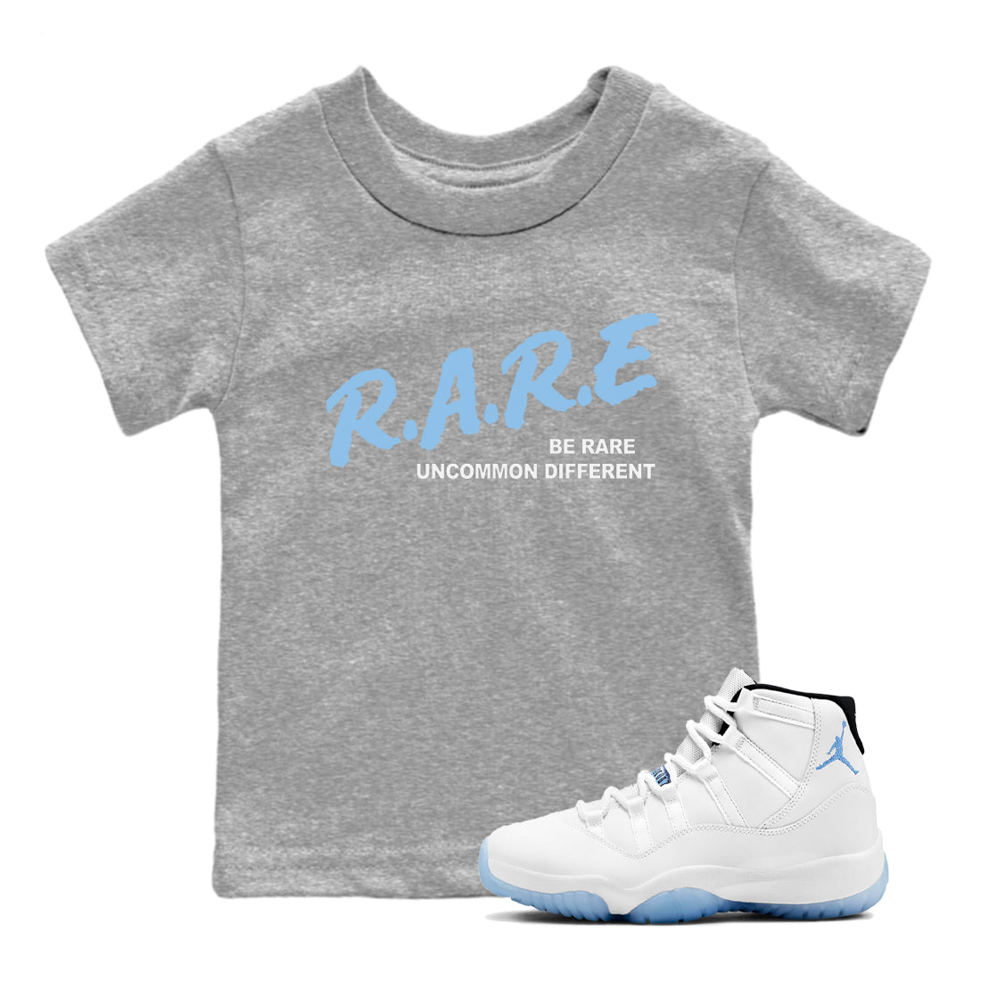Be Rare Uncommon Different snkmatch Tees Kids - Air Jordan 11 Legend Blue
