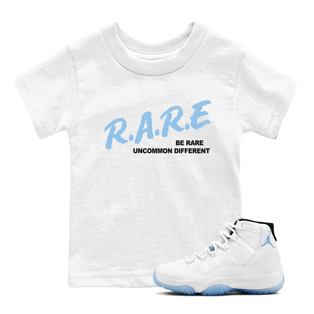 Be Rare Uncommon Different snkmatch Tees Kids - Air Jordan 11 Legend Blue
