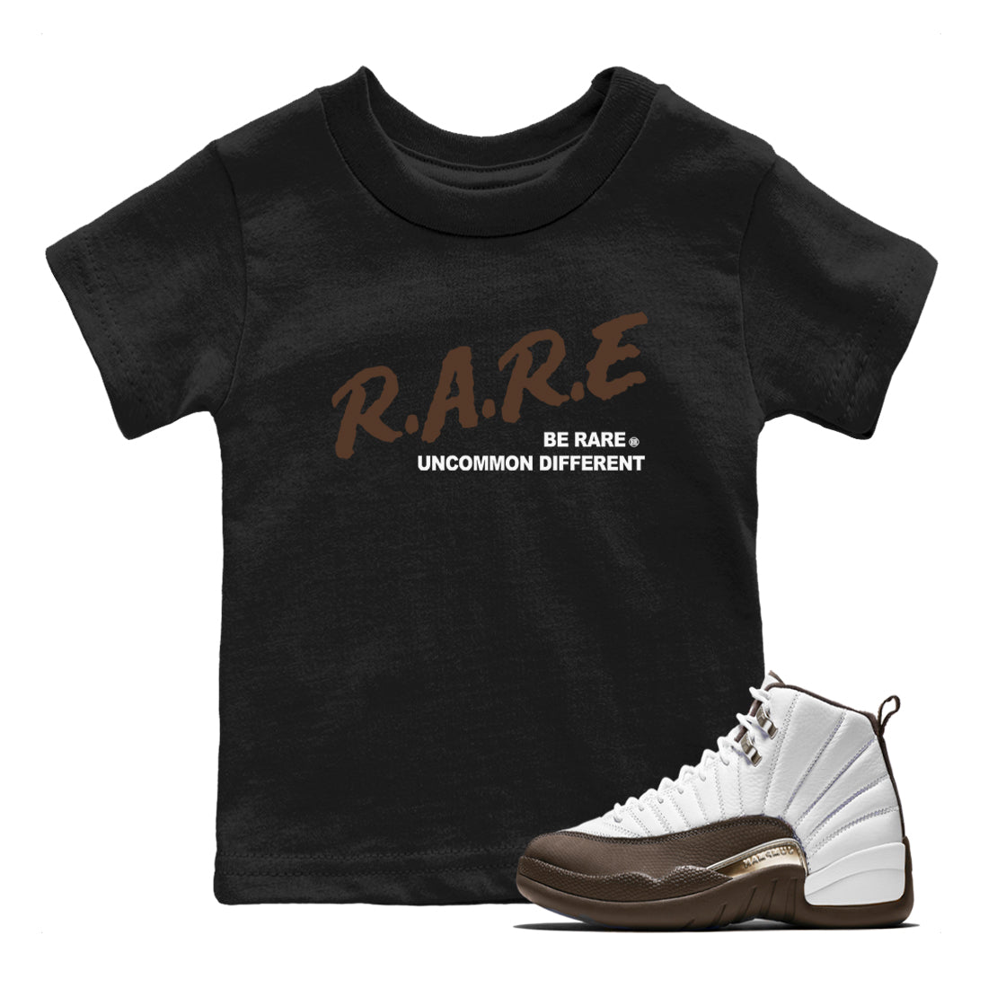 Be Rare Uncommon Different snkmatch Tees Kids - Air Jordan 12 Baroque Brown