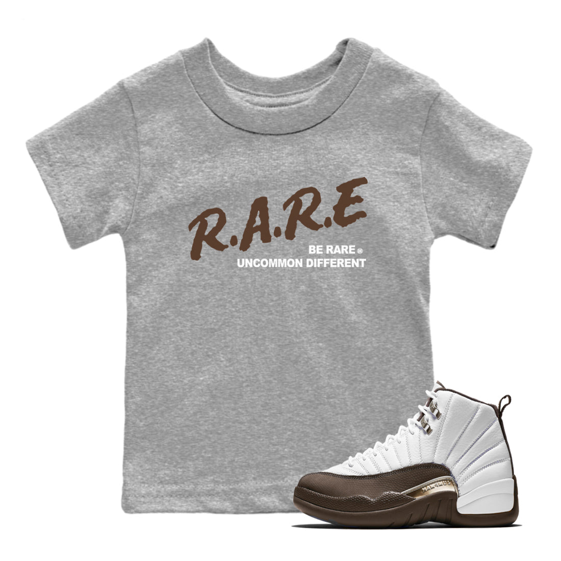 Be Rare Uncommon Different snkmatch Tees Kids - Air Jordan 12 Baroque Brown