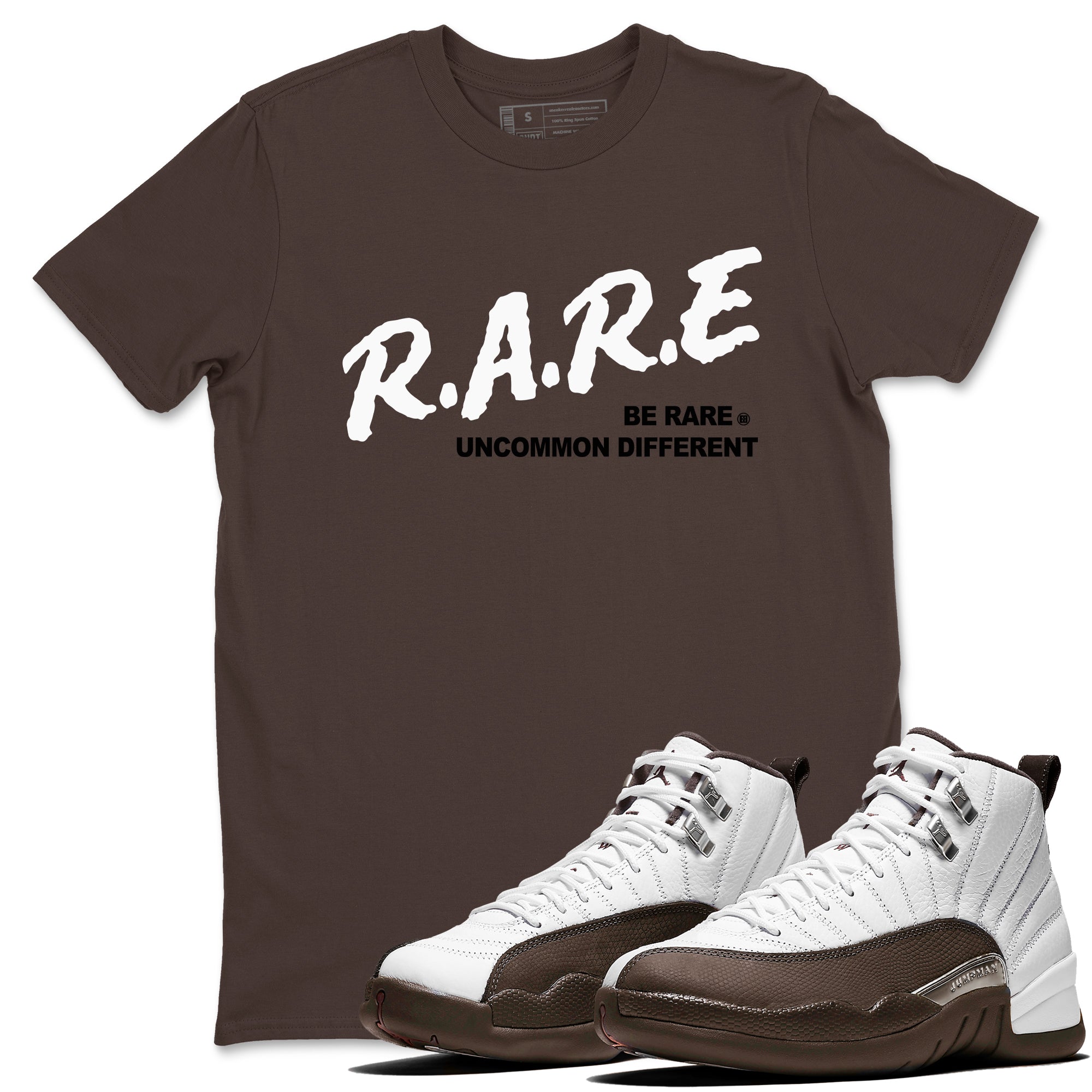 Be Rare Uncommon Different SNRT Sneaker Tees - Air Jordan 12 Baroque Brown