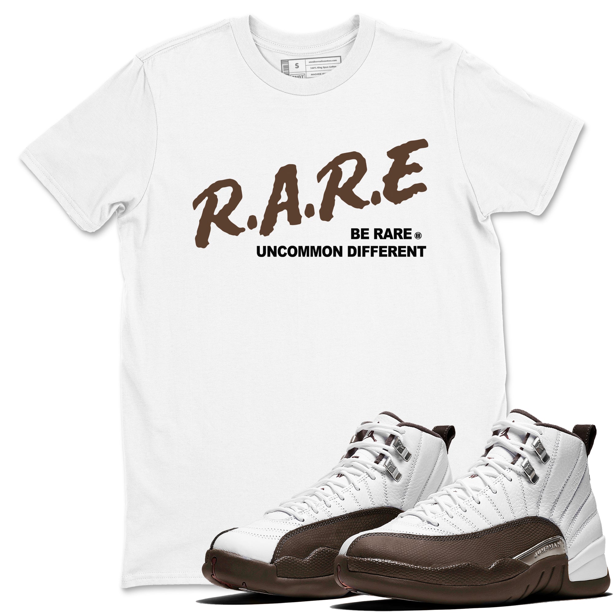 Be Rare Uncommon Different SNRT Sneaker Tees - Air Jordan 12 Baroque Brown
