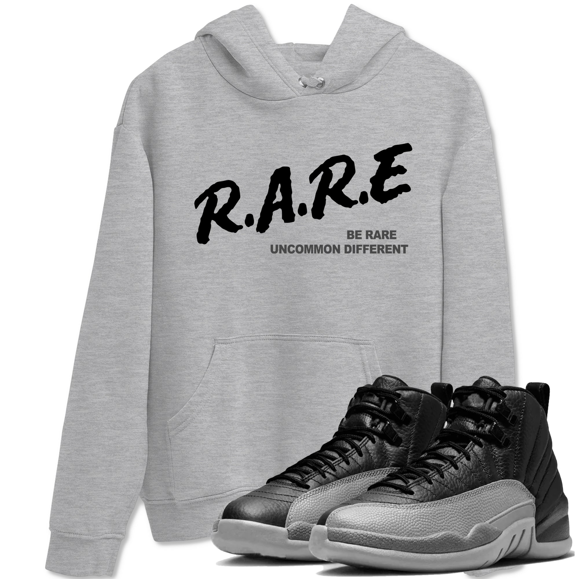 Be Rare Uncommon Different snkmatch Tees - Air Jordan 12 Black Wolf Grey