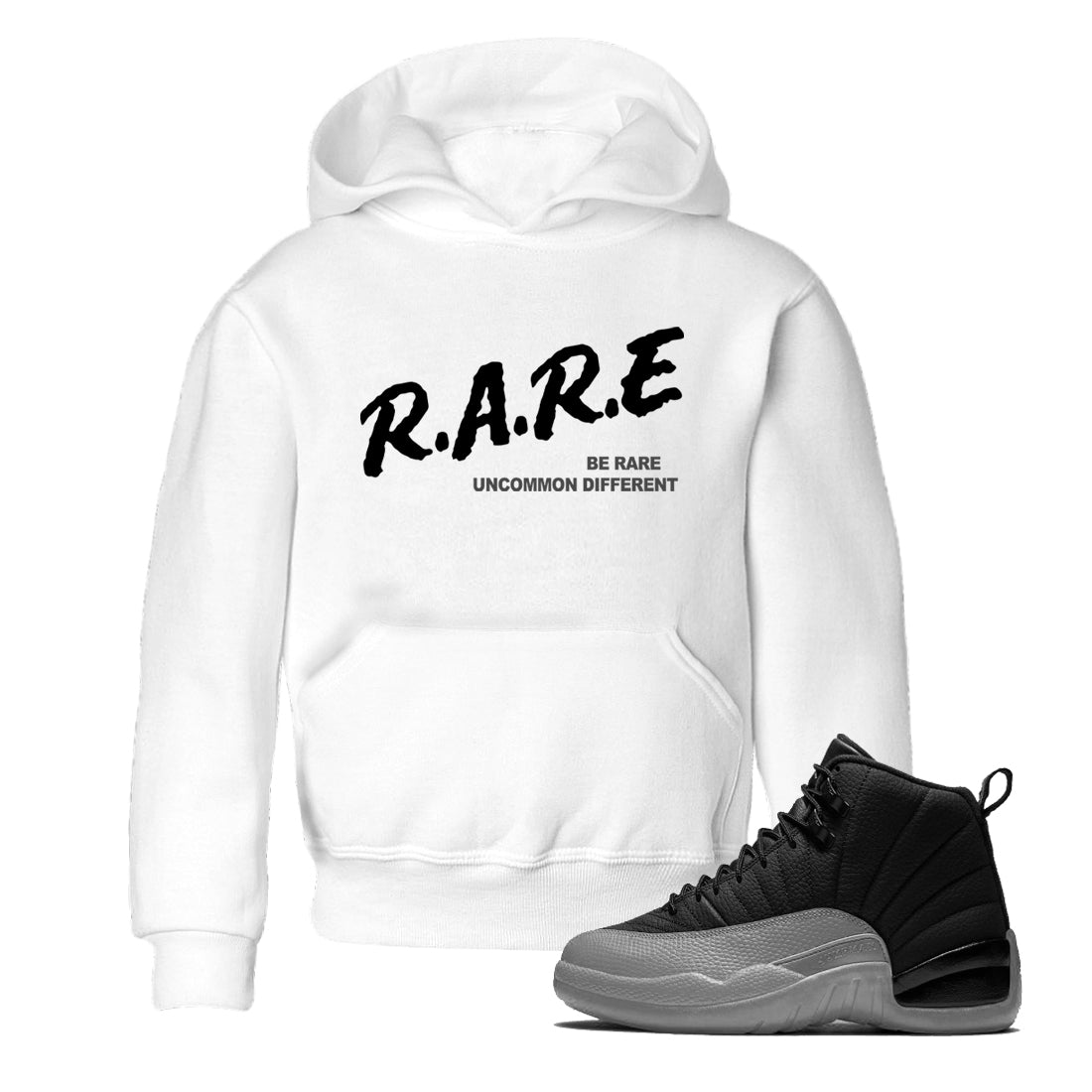 Be Rare Uncommon Different snkmatch Tees Kids - Air Jordan 12 Black Wolf Grey